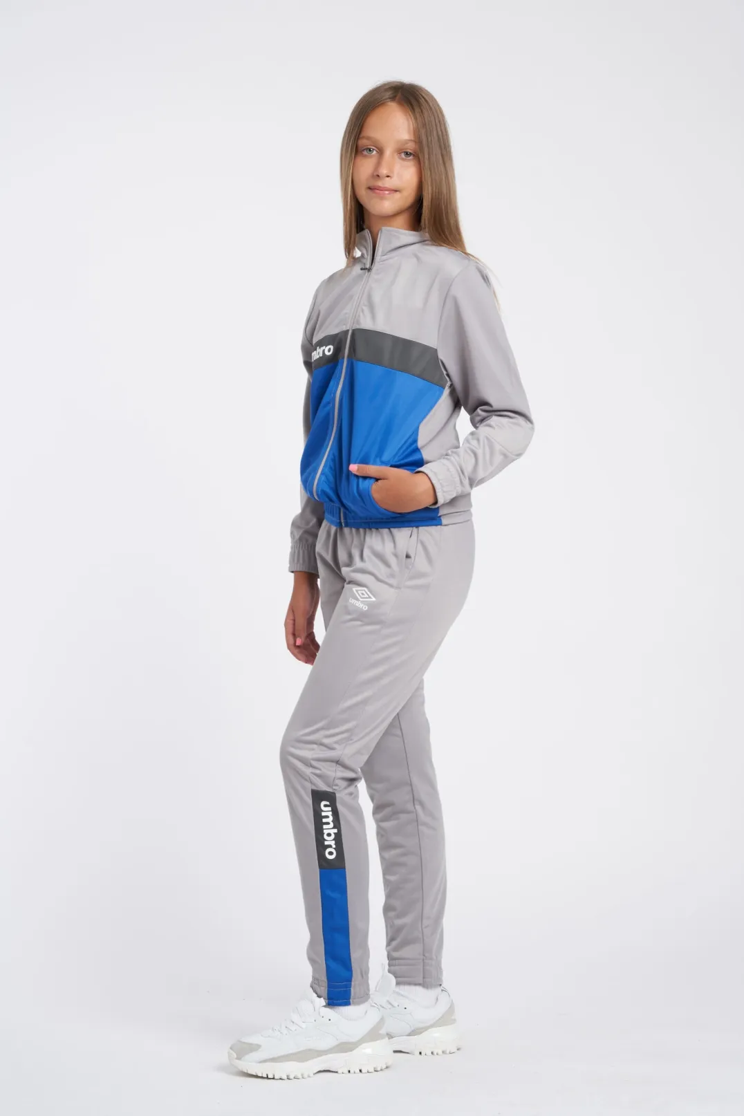 CHAQUETA UMBRO FW SPORTSWEAR TRACK TOP  JNR GREY MARL / NOUVEAN NAVY / WOODLAND GREY