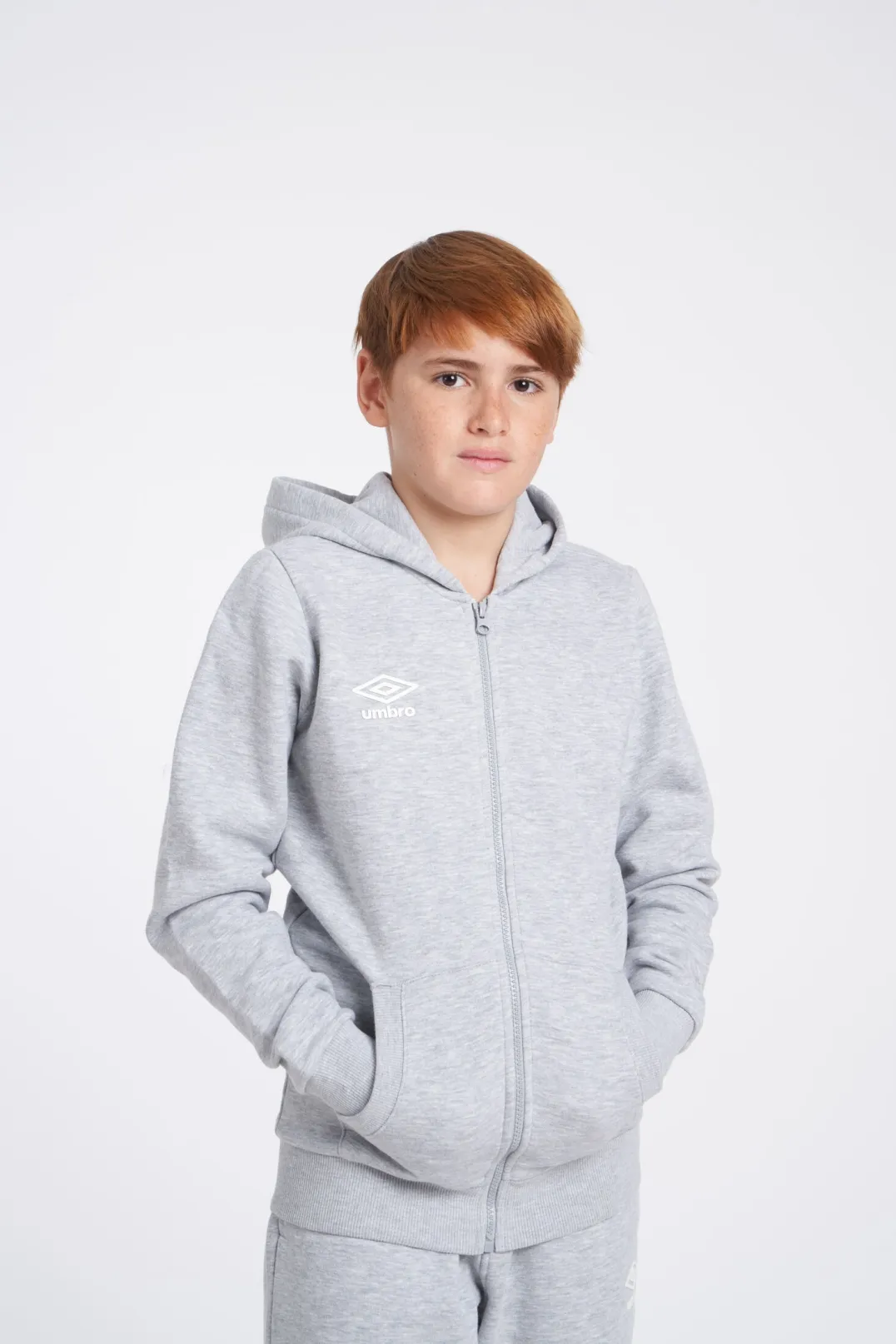 Chaqueta Umbro Wardrobe Zip Through Hoodie Small Logo Junior Grey
