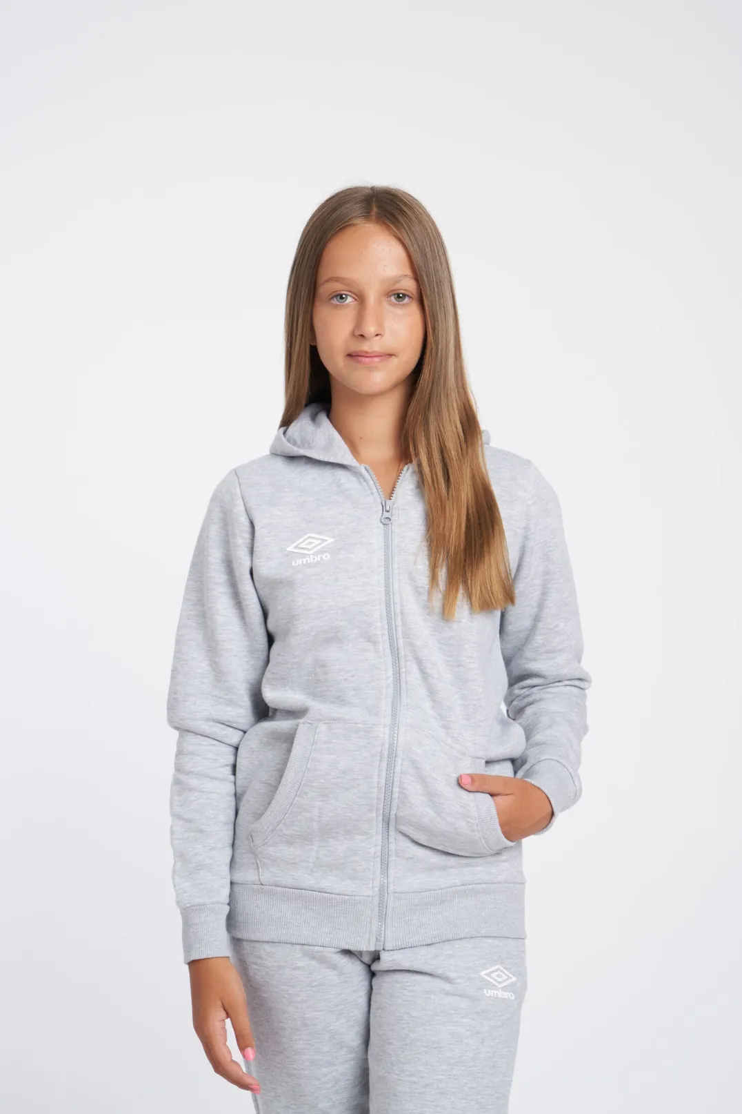 Chaqueta Umbro Wardrobe Zip Through Hoodie Small Logo Junior Grey