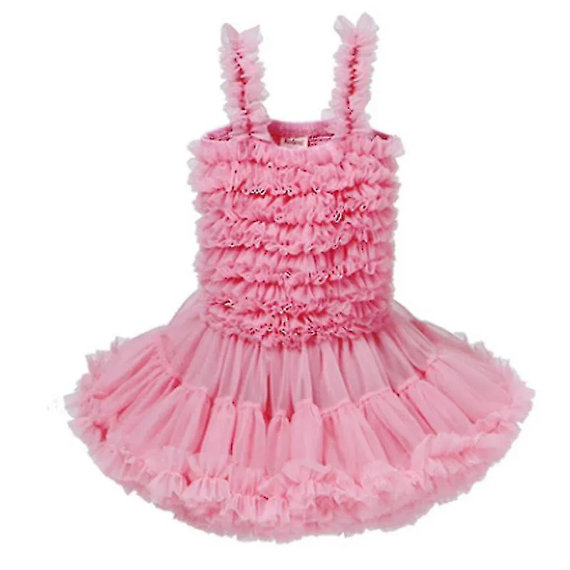 Chica Vestido de fiesta Tutu Tirantes Vestidos de niños Lindo Fantasía Boda Princesa Vestido Cumpleaños Dama de honor Disfraz 18