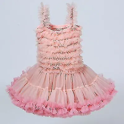 Chica Vestido de fiesta Tutu Tirantes Vestidos de niños Lindo Fantasía Boda Princesa Vestido Cumpleaños Dama de honor Disfraz 18
