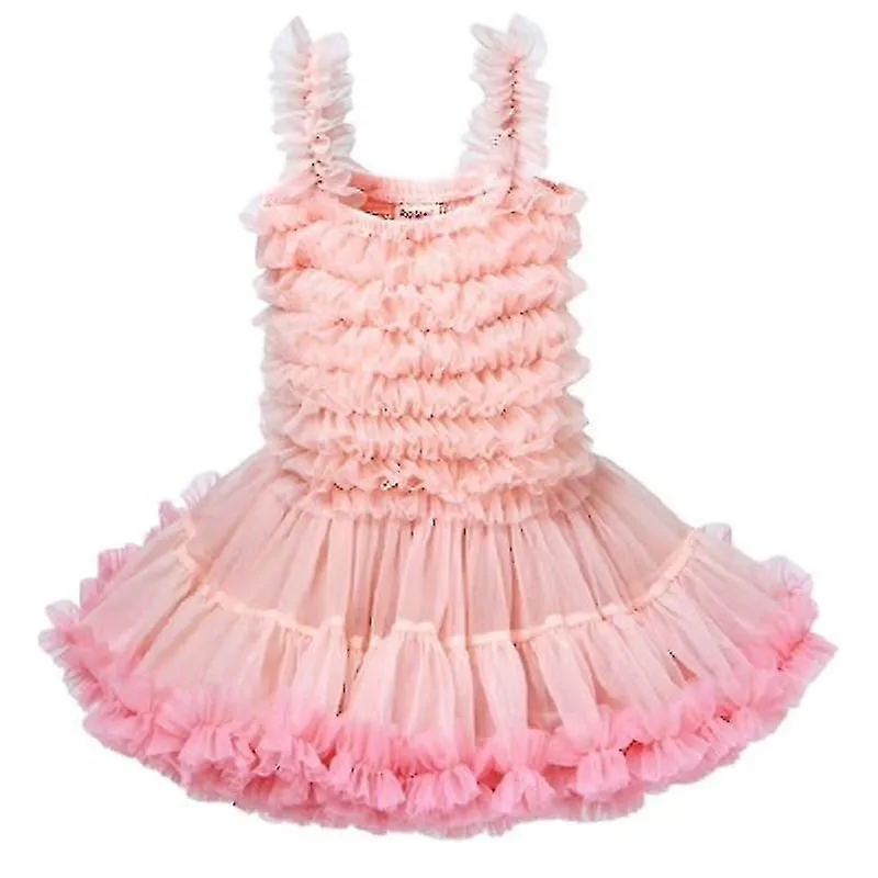 Chica Vestido de fiesta Tutu Tirantes Vestidos de niños Lindo Fantasía Boda Princesa Vestido Cumpleaños Dama de honor Disfraz 18