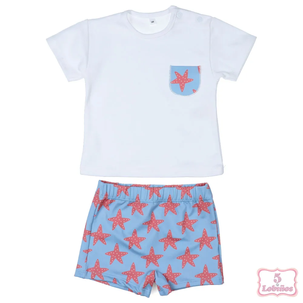 CONJUNTO BAÑO BEBÉ NIÑO ESTRELLAS Popys