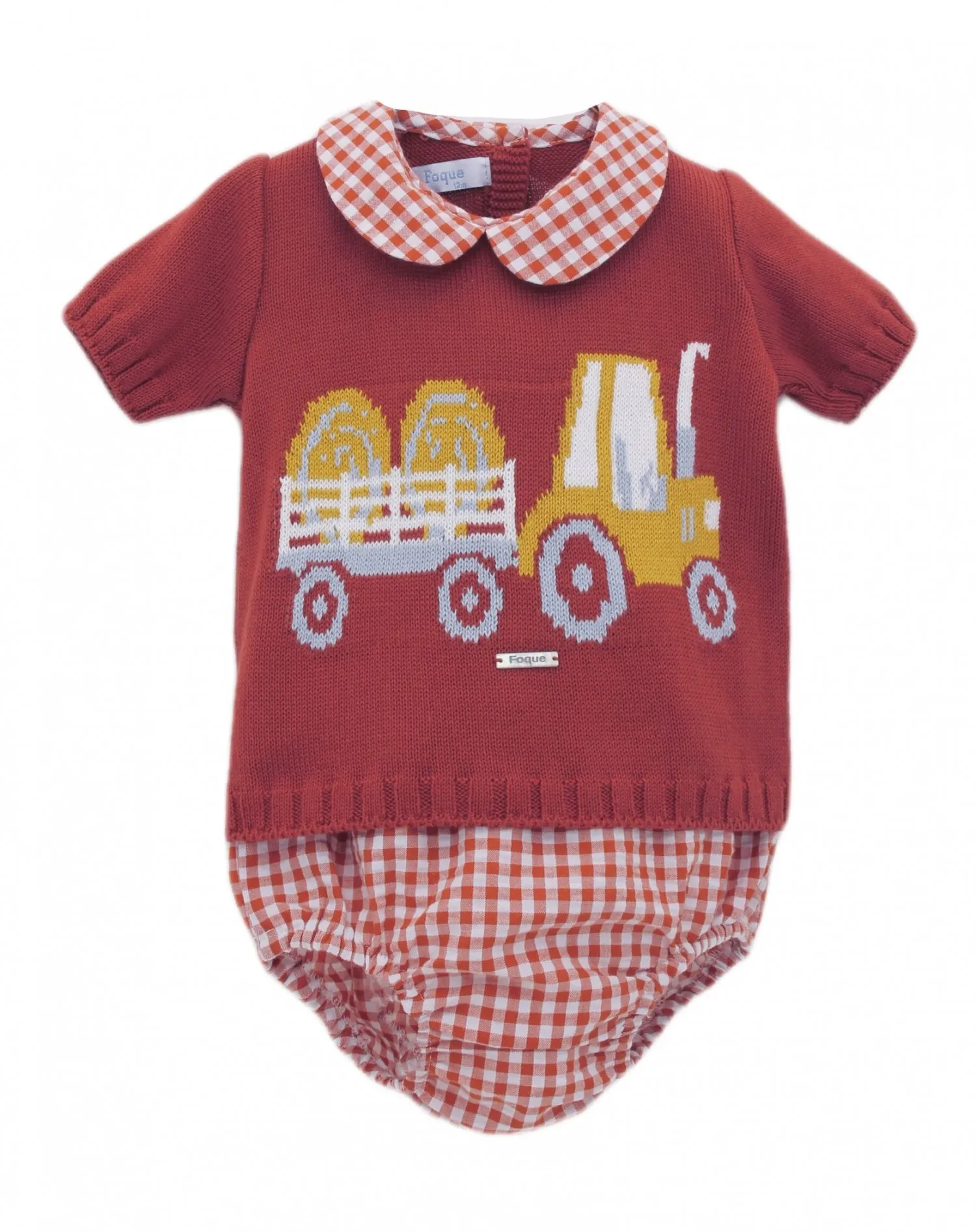Conjunto bebé niño. Suéter y braguita Colección Tractor