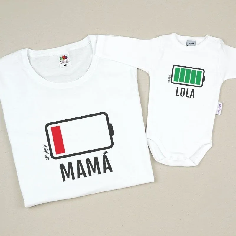 Conjunto camiseta mamá y body Batería Baja