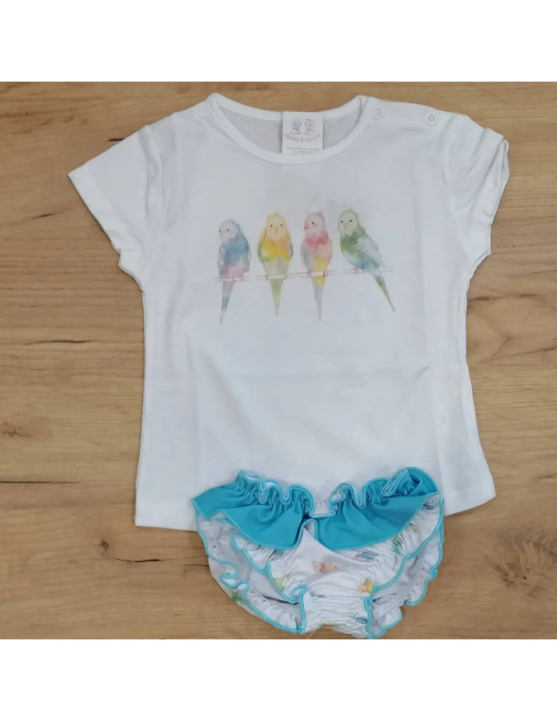 Conjunto de baño para bebé niña Pajaros posados