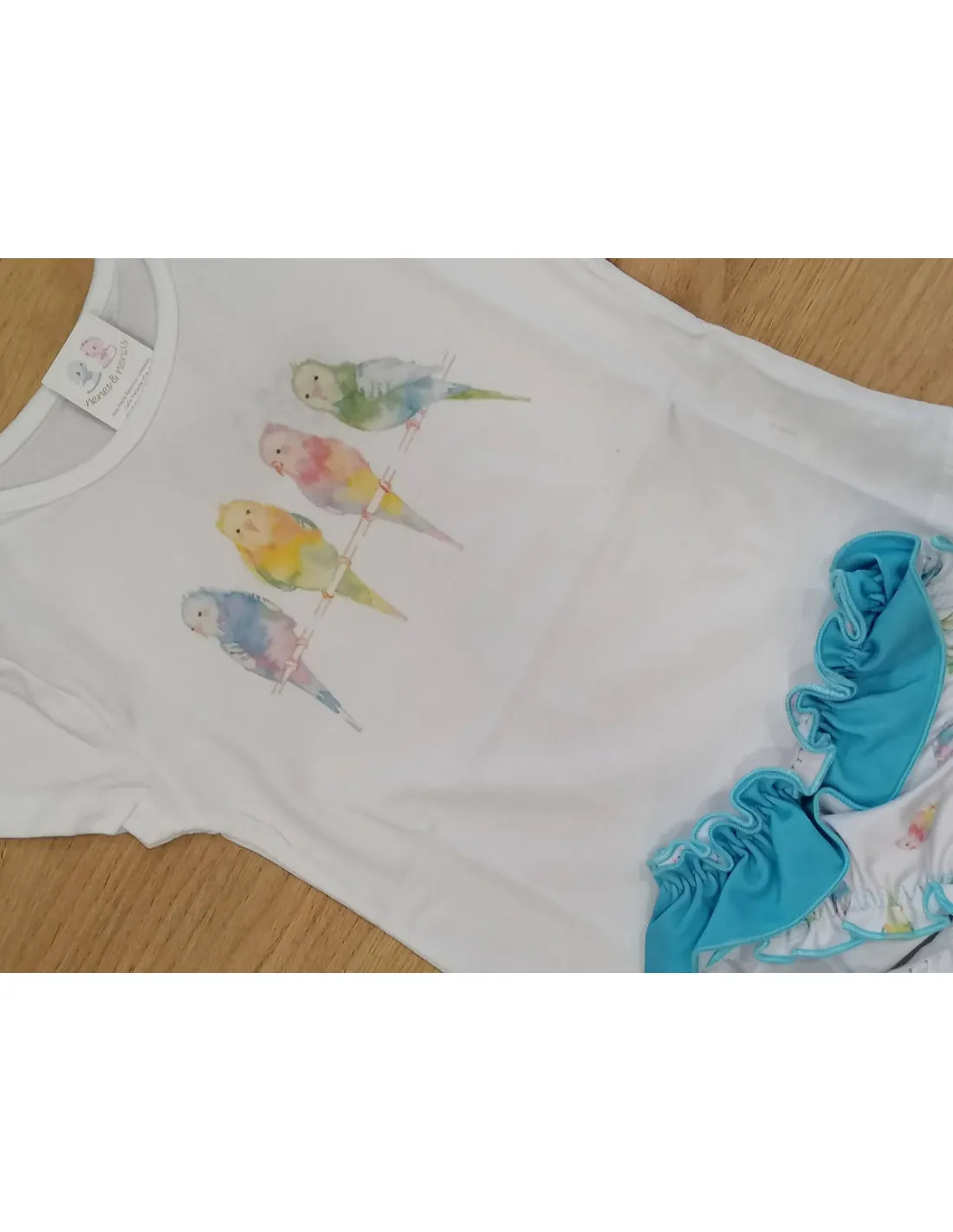 Conjunto de baño para bebé niña Pajaros posados