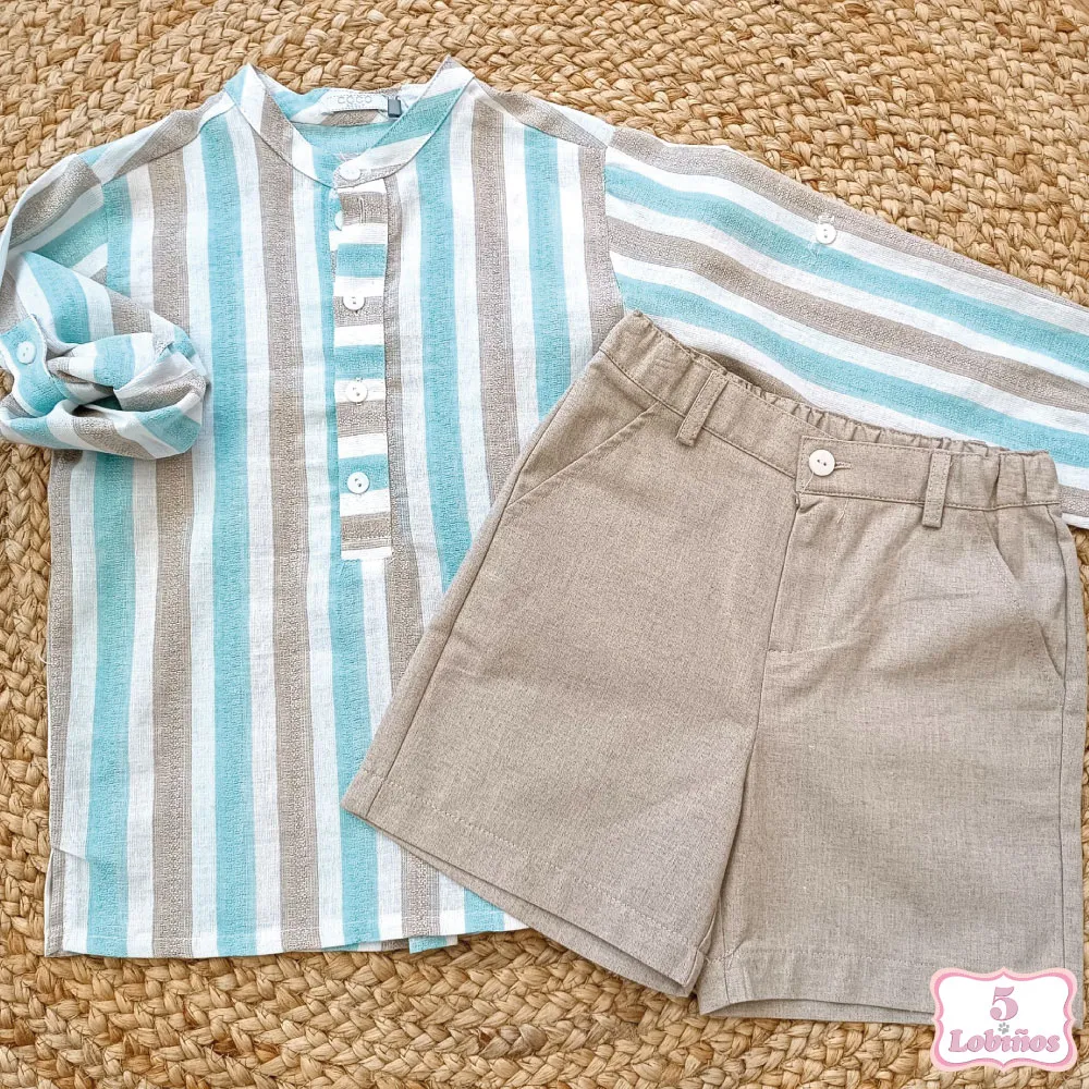 CONJUNTO NIÑO RAYAS TURQUESA Coco Acqua