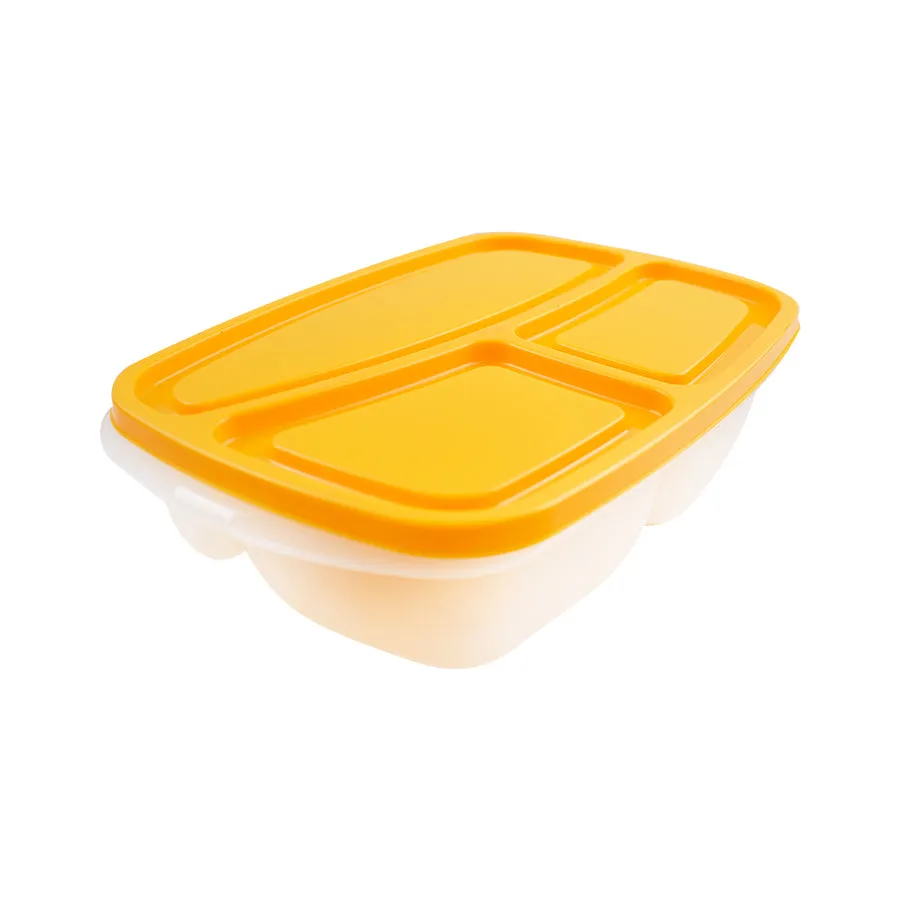 Contenedor Rectangular con Divisiones tapa color Canario
