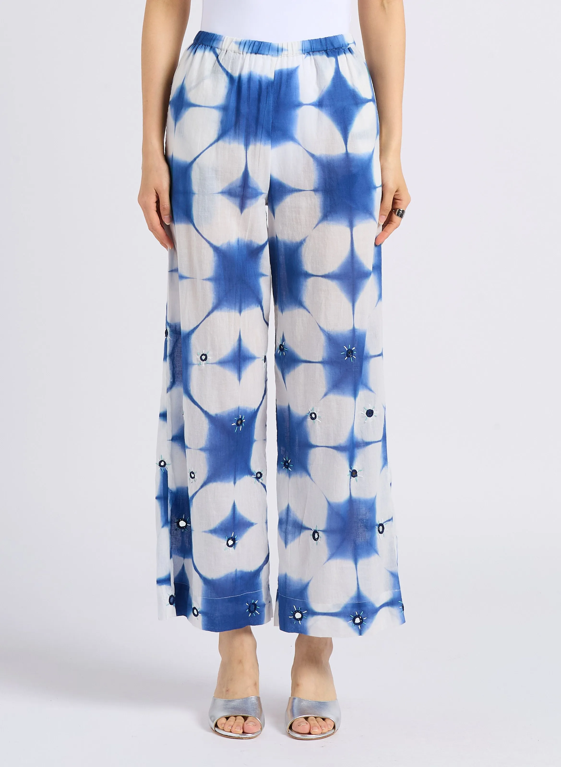 CRAMP  PANTALóN ANCHO ESTAMPADO DE ALGODóN EN AZUL