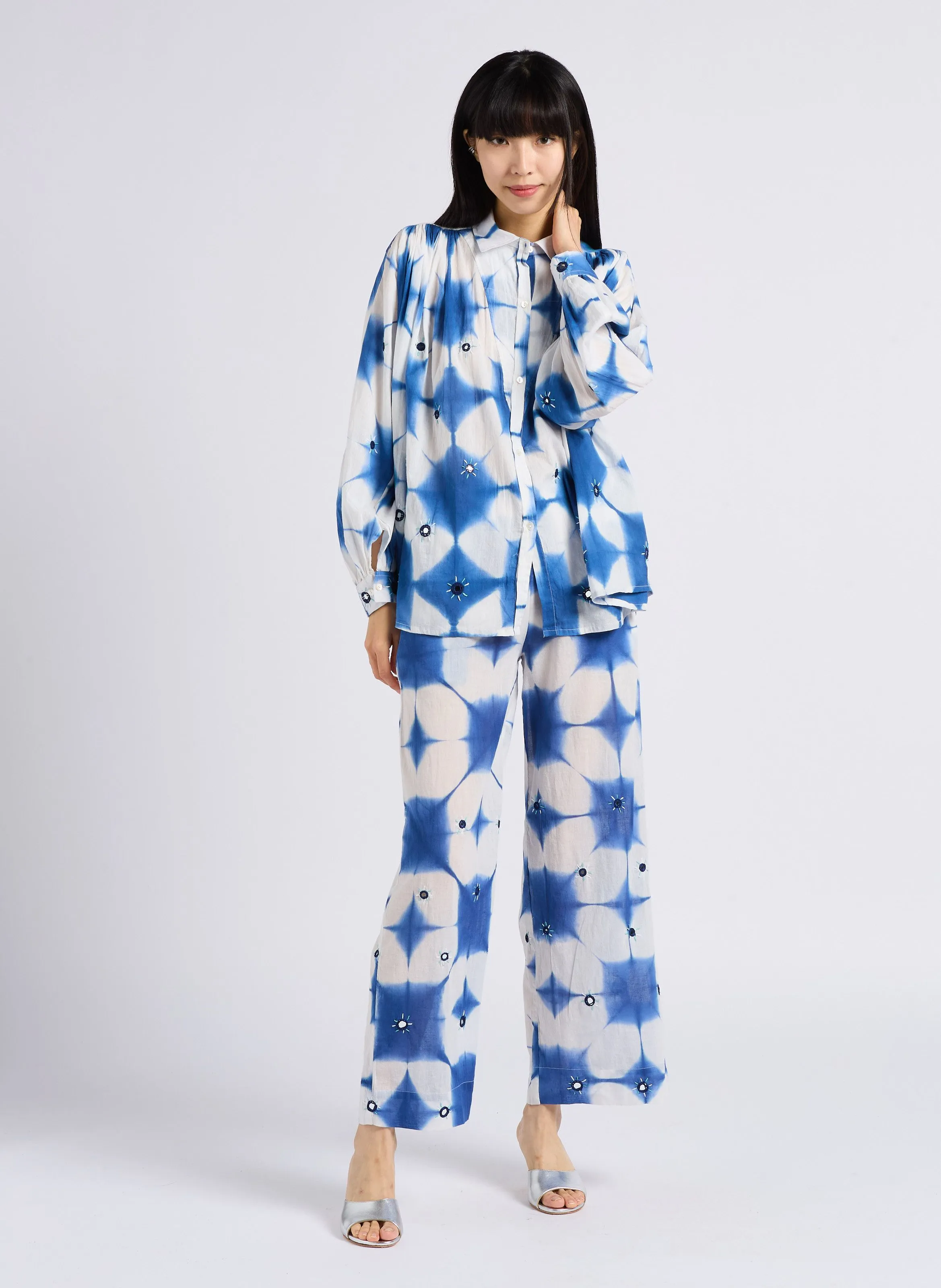 CRAMP  PANTALóN ANCHO ESTAMPADO DE ALGODóN EN AZUL