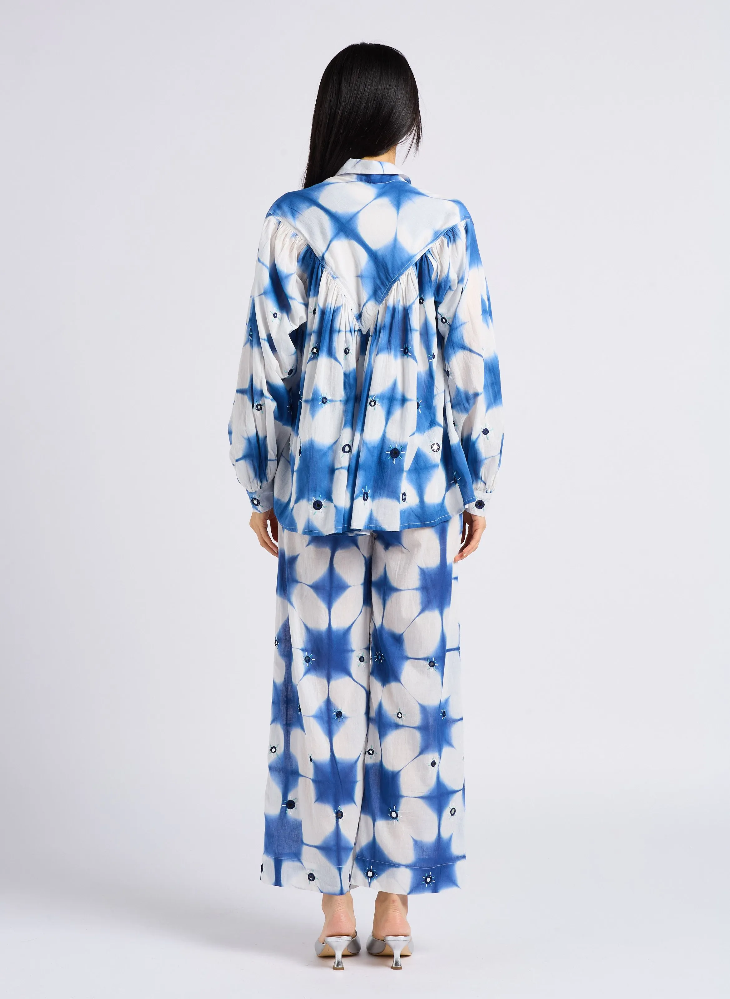 CRAMP  PANTALóN ANCHO ESTAMPADO DE ALGODóN EN AZUL