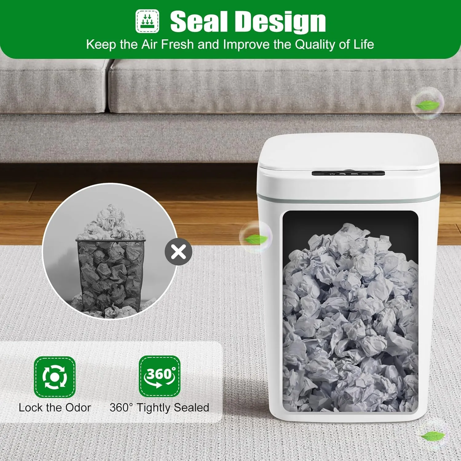 Cubo de basura automático de 16 L  con sensor inteligente  cubo de basura para cocina  sin contacto  para baño/oficina  plástico