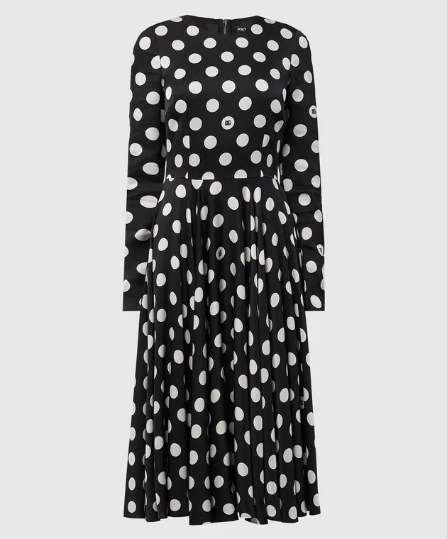 Dolce&Gabbana Black dress made of silk with peas