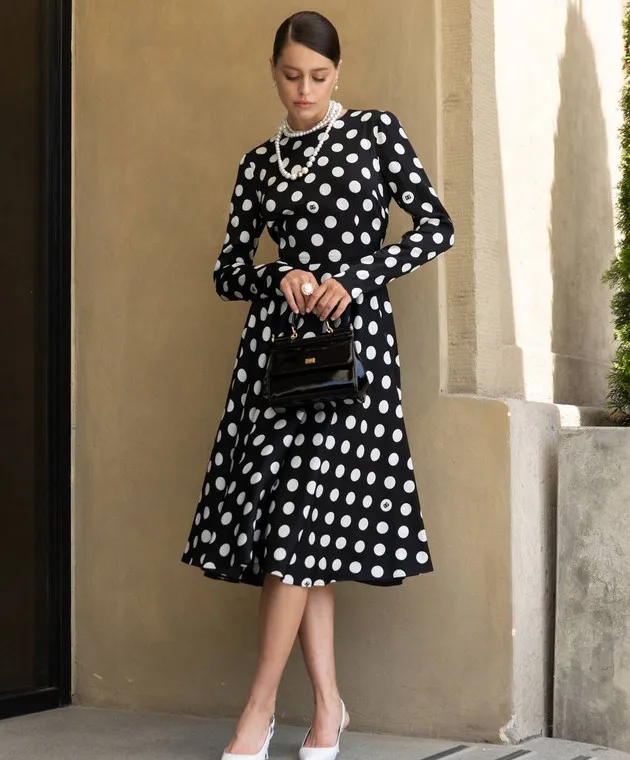 Dolce&Gabbana Black dress made of silk with peas