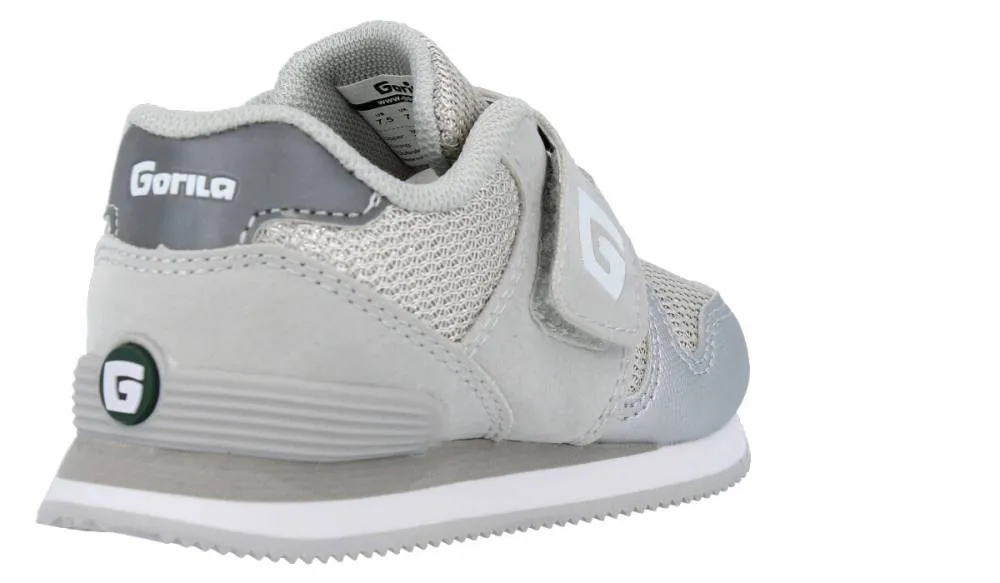 GORILA  DEPORTIVA NIñOS GRIS PLATA VELCRO
