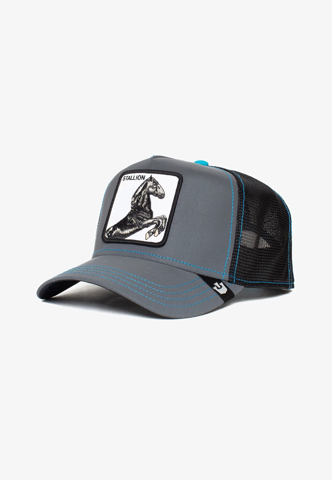 GORRA ANIMALES GOORIN BROS REJILLA Y AJUSTABLE STALLION NIGHTS BLACK CABALLO NEGRO GRIS REFLECTANTE