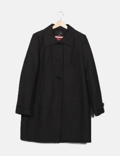 H&M Abrigo negro botones