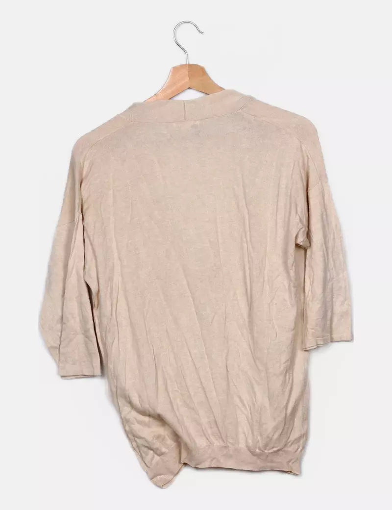 Hoss Intropia Suéter beige manga larga cuello pico