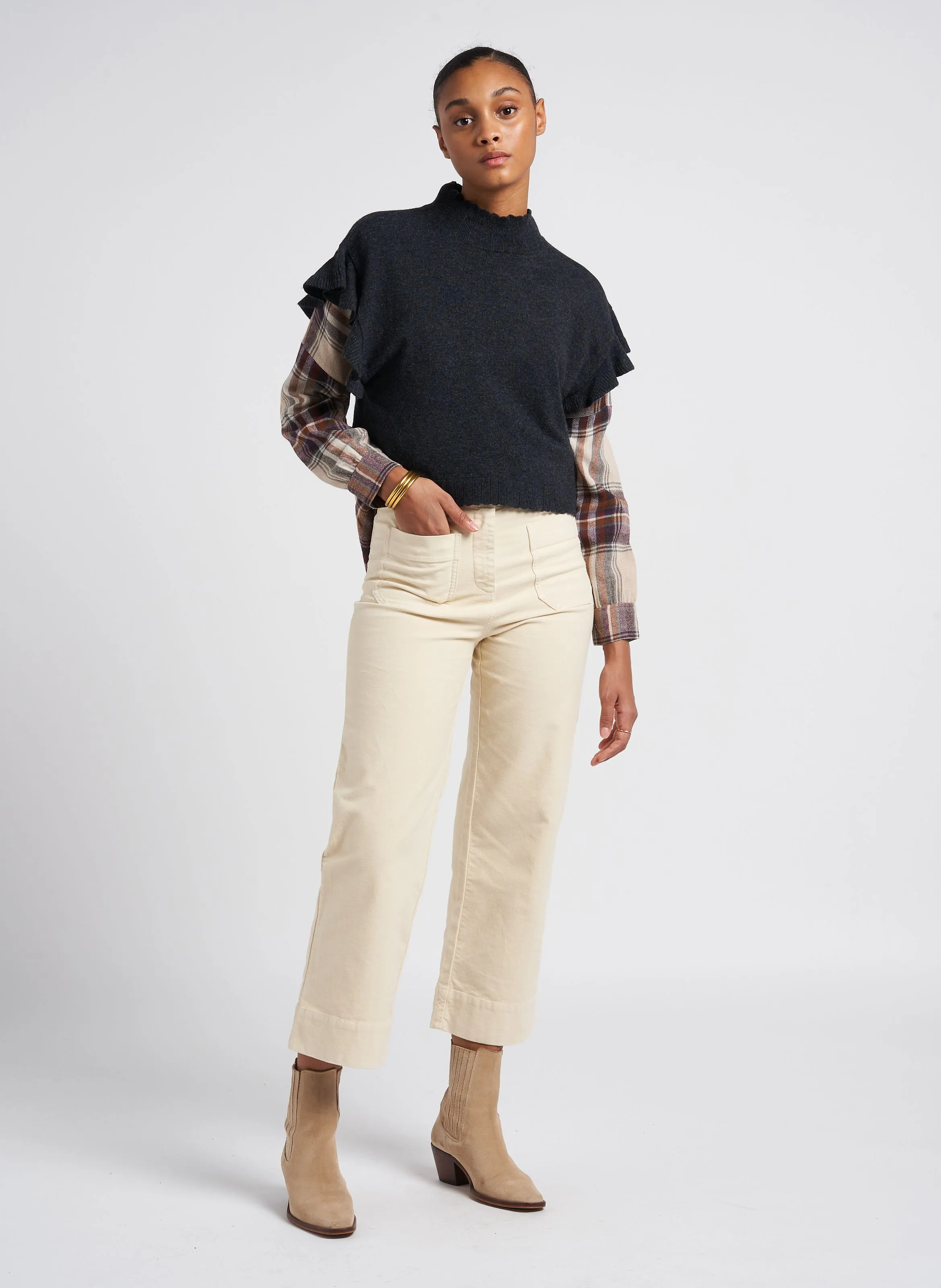 HUDPEACH  PANTALóN RECTO DE MEZCLA DE ALGODóN EN BEIGE