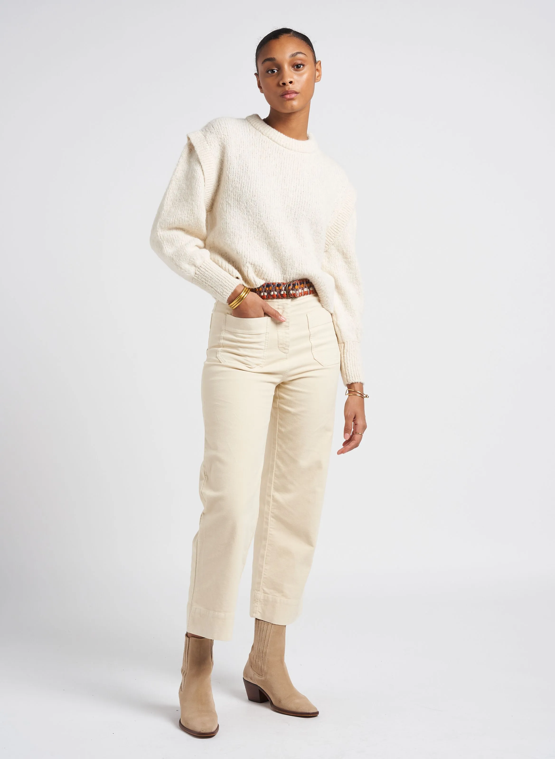 HUDPEACH  PANTALóN RECTO DE MEZCLA DE ALGODóN EN BEIGE