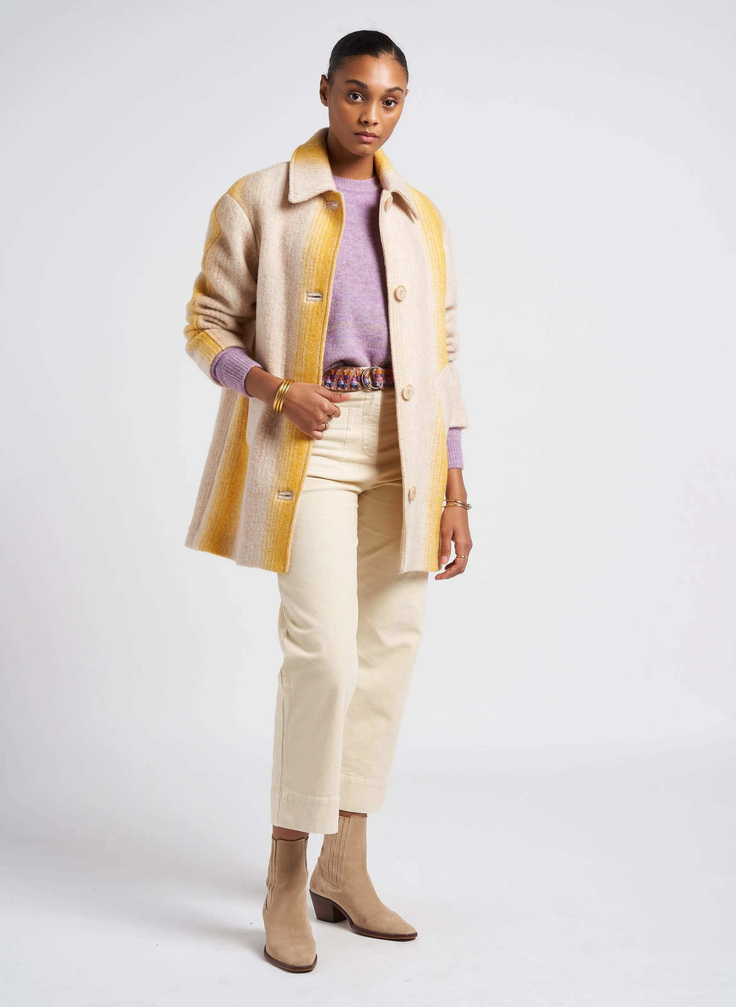 HUDPEACH  PANTALóN RECTO DE MEZCLA DE ALGODóN EN BEIGE