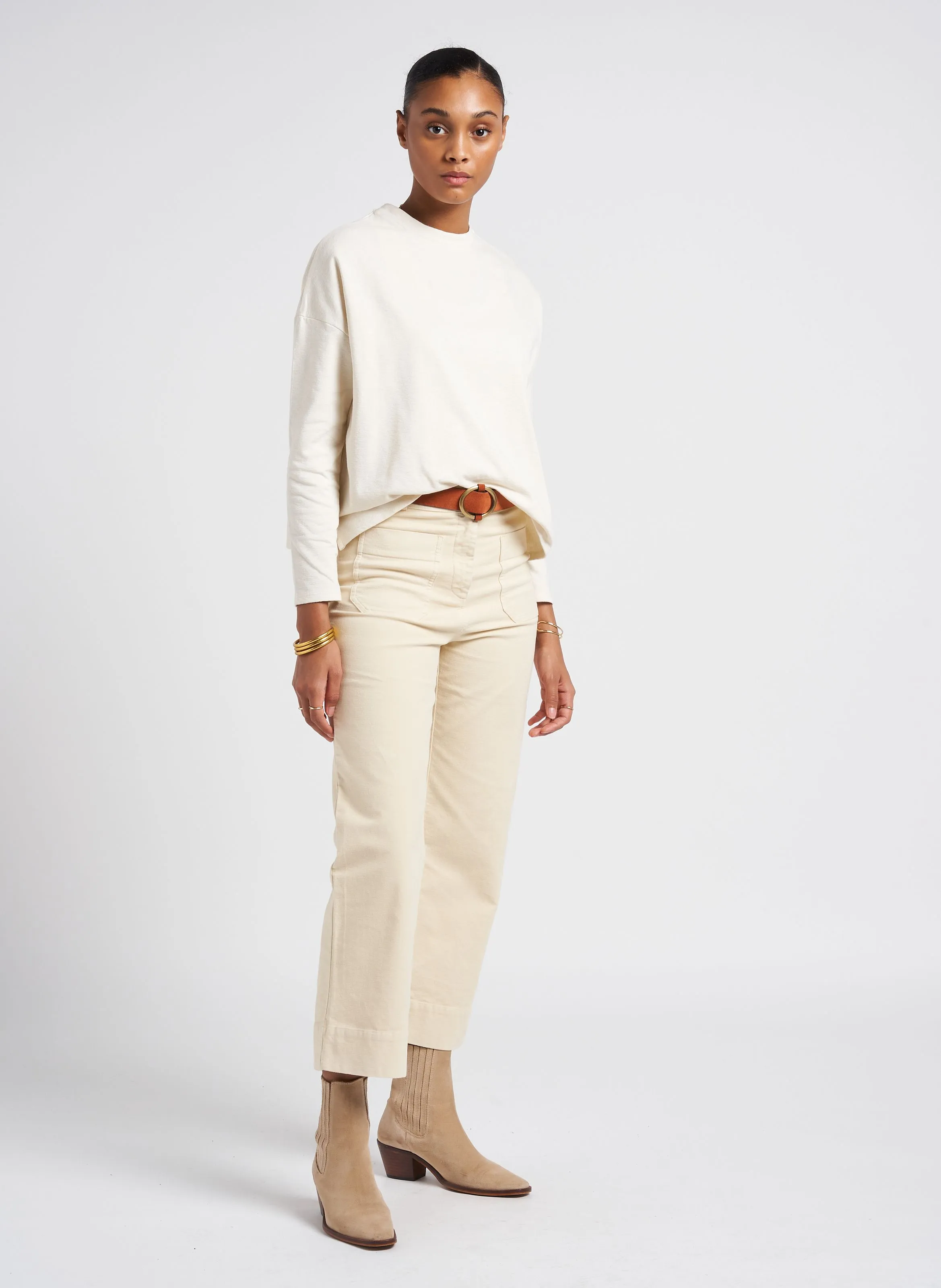 HUDPEACH  PANTALóN RECTO DE MEZCLA DE ALGODóN EN BEIGE