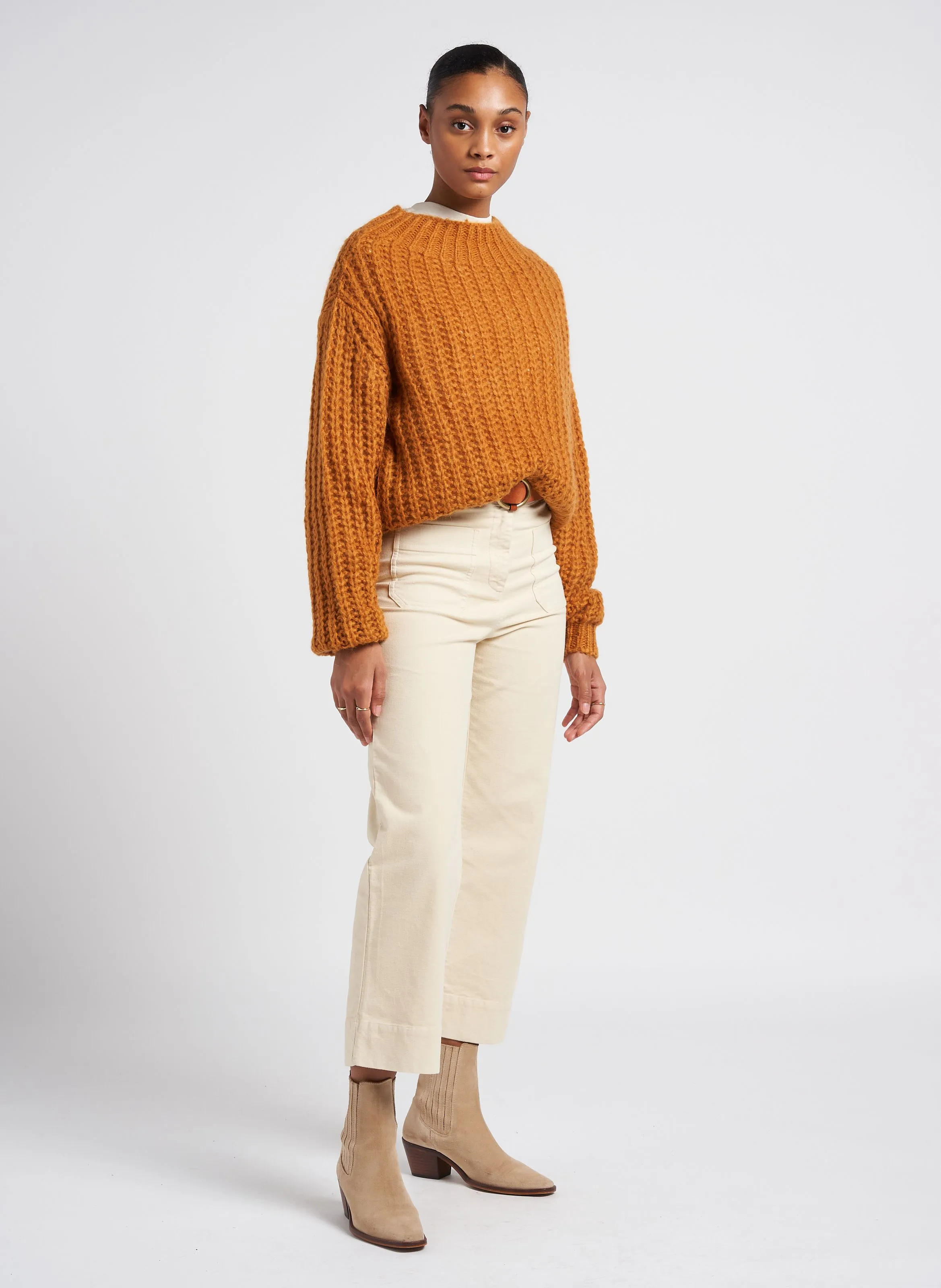 HUDPEACH  PANTALóN RECTO DE MEZCLA DE ALGODóN EN BEIGE