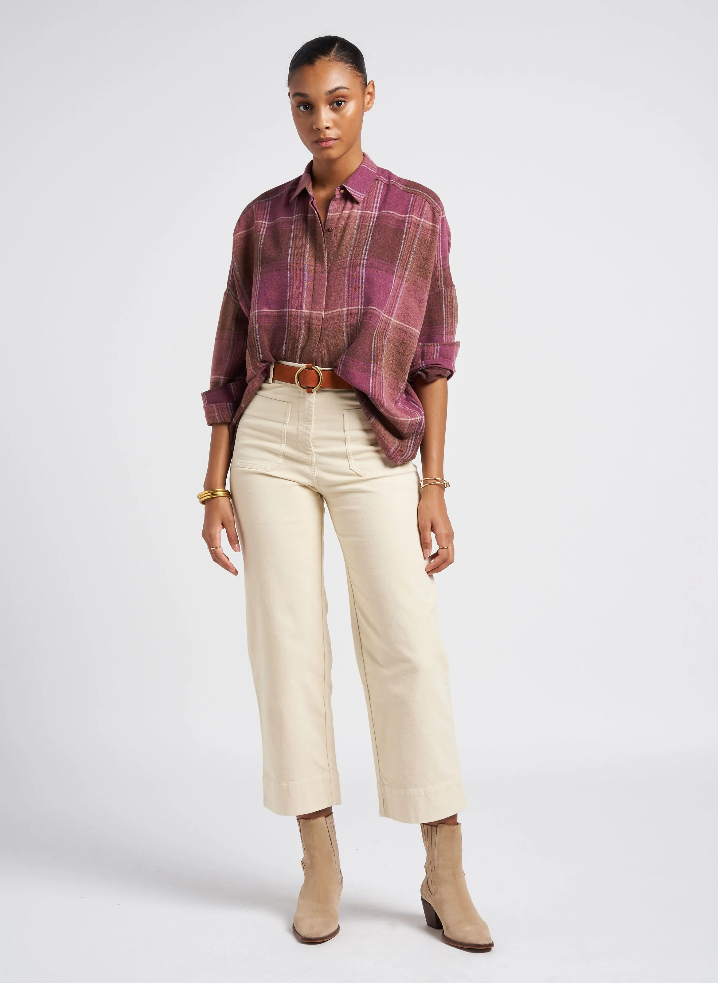 HUDPEACH  PANTALóN RECTO DE MEZCLA DE ALGODóN EN BEIGE