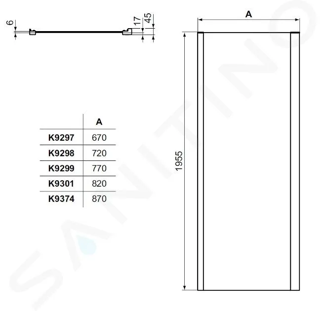 IDEAL STANDARD CONNECT 2  MAMPARA FIJA LATERAL PARA DUCHA 80 CM, NEGRO/CRISTAL TRANSPARENTE K9299V3