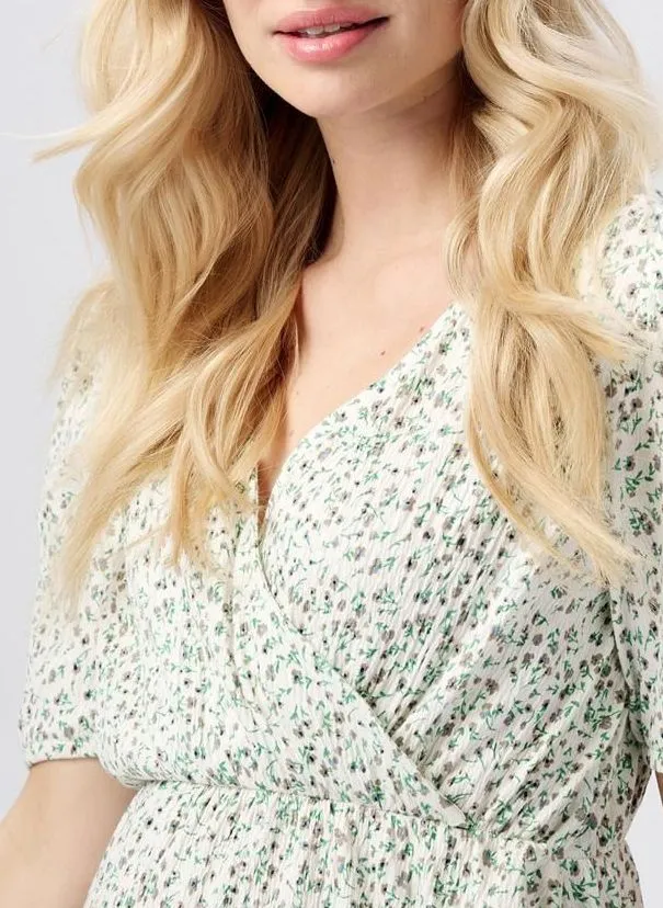 JAELYNN  VESTIDO MIDI DE MEZCLA DE ALGODóN ORGáNICO CON CUELLO DE PICO EN BLANCO