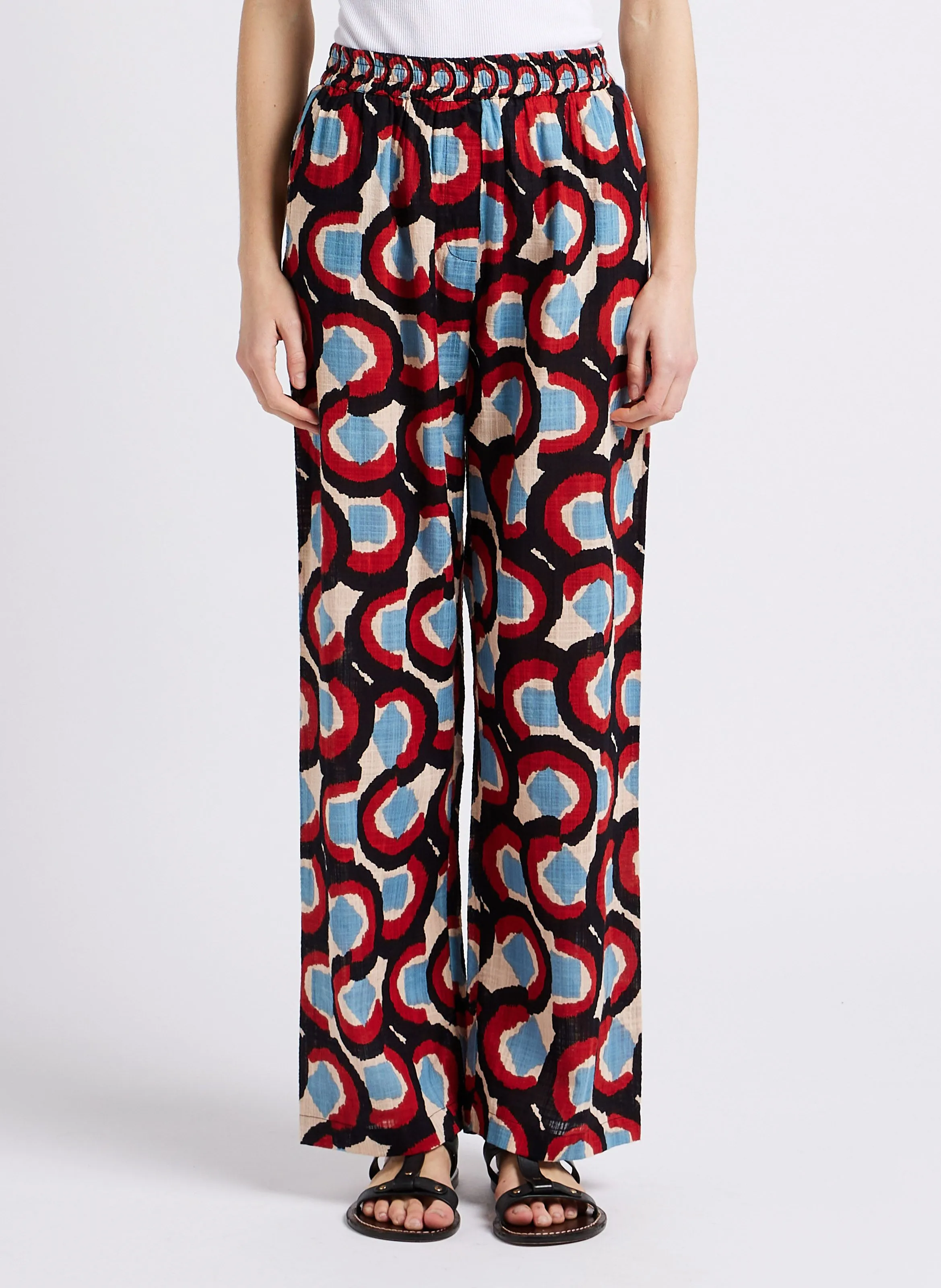 JULIETTA  PANTALóN RECTO ESTAMPADO DE MEZCLA DE ALGODóN EN AZUL