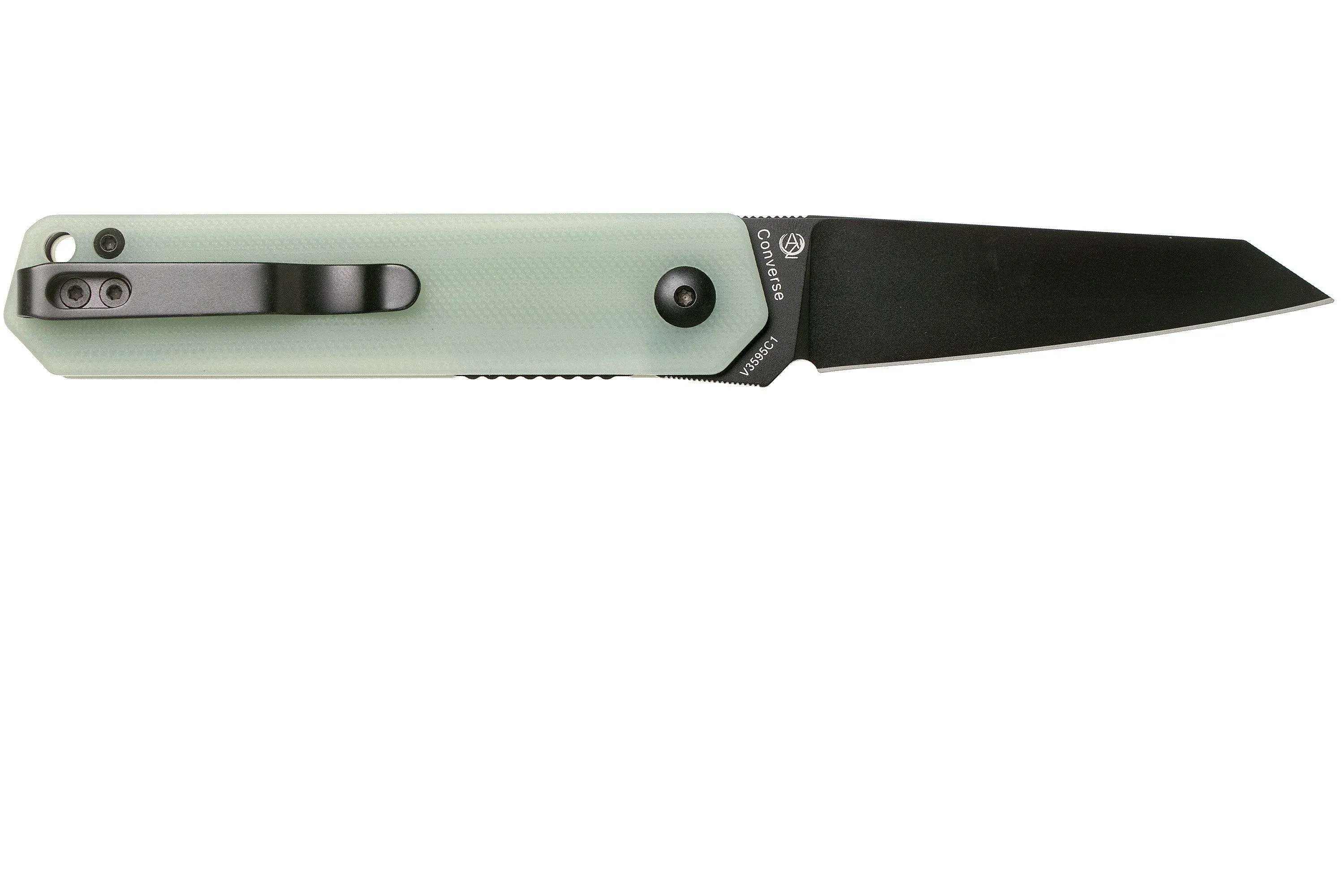 Kizer Converse V3595C1 Black 154CM, Transparent Jade G10, navaja, diseño Azo
