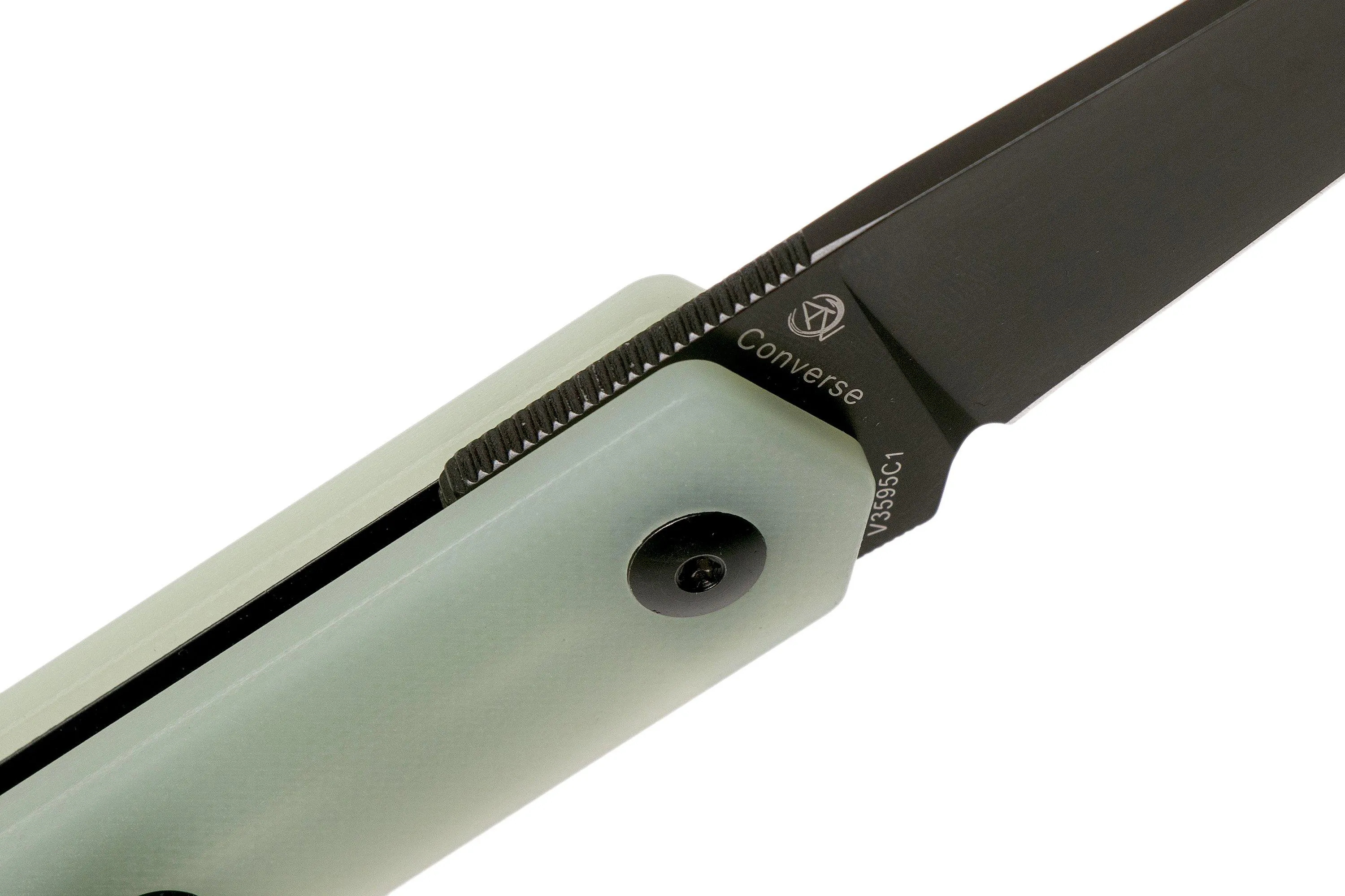 Kizer Converse V3595C1 Black 154CM, Transparent Jade G10, navaja, diseño Azo