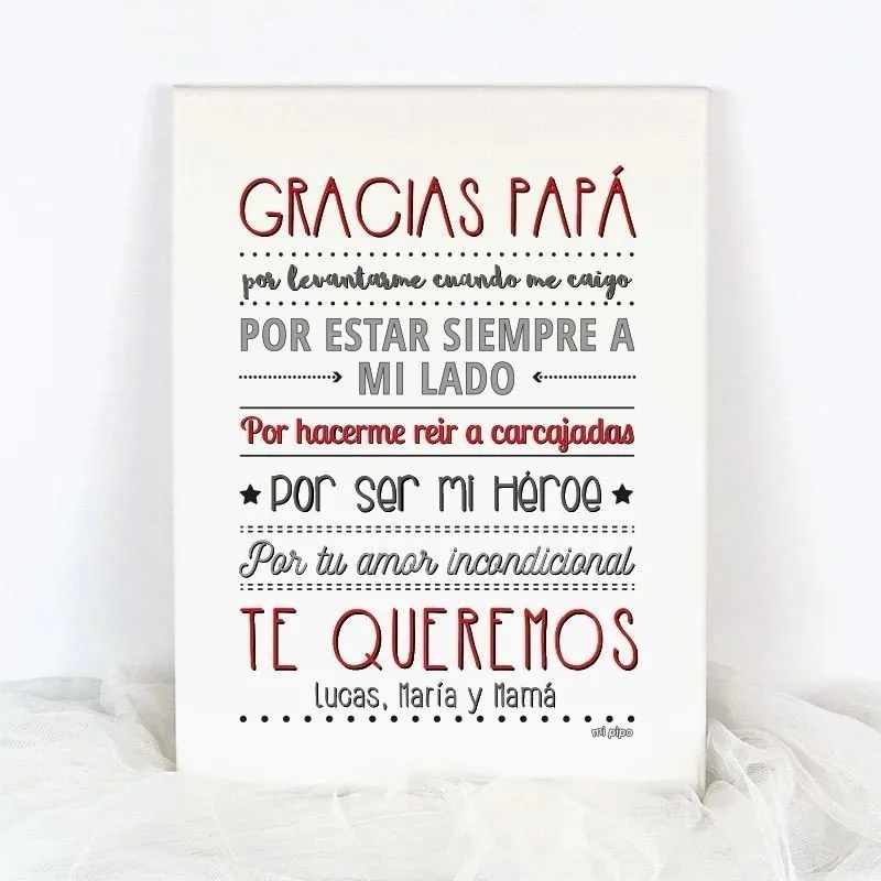 Lienzo personalizado Gracias Papá