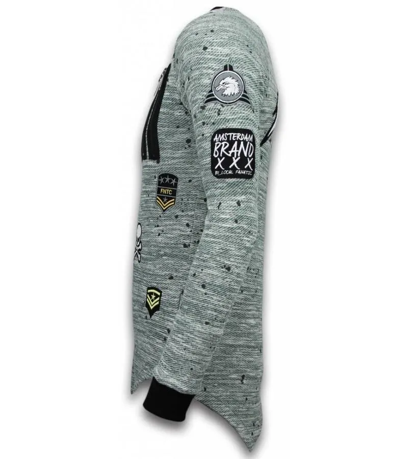 LONGFIT EMBRIORDRY ASIMéTRICO  PATCHES DE SUéTER  EJéRCITO US ARMY  VERDE