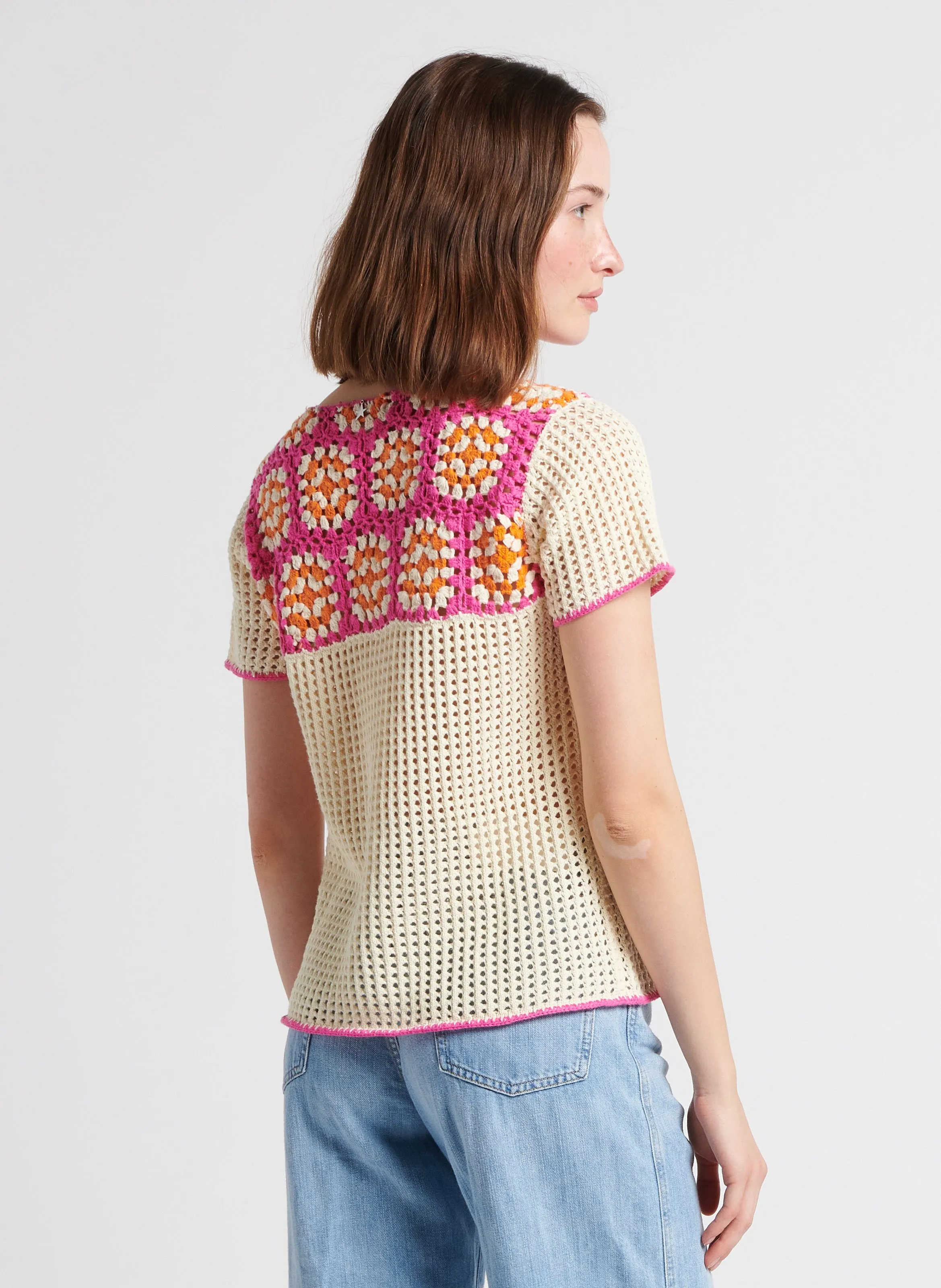 MAELLE  TOP RECTO CUELLO REDONDO DE ALGODóN EN ROSA