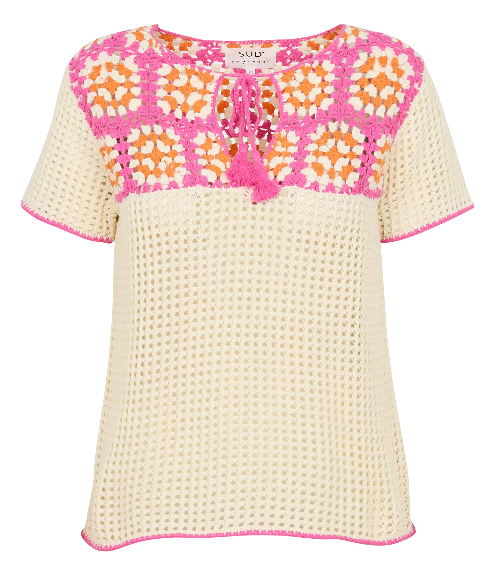 MAELLE  TOP RECTO CUELLO REDONDO DE ALGODóN EN ROSA