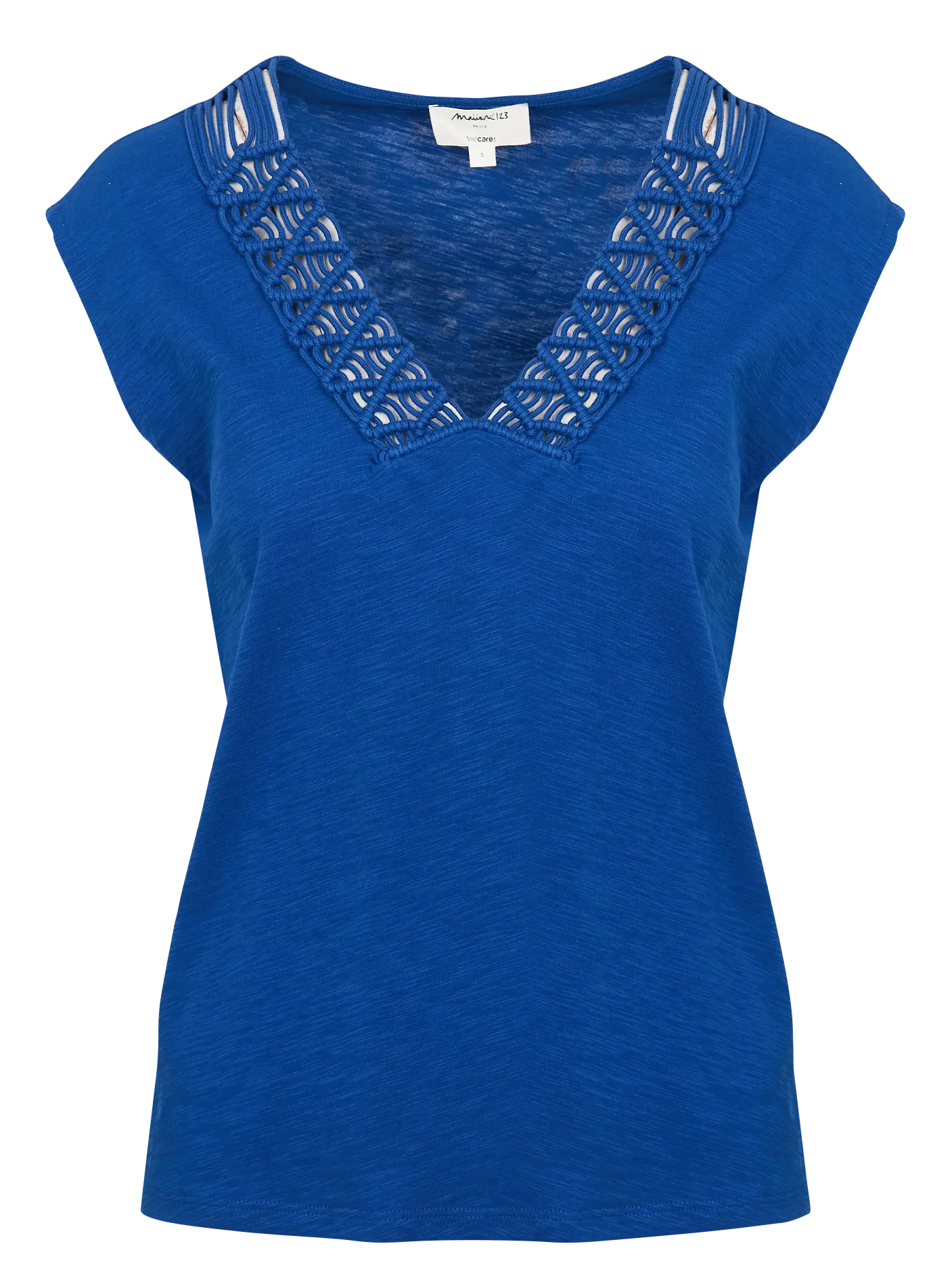 MAISON 123 DREW  CAMISETA SIN MANGAS OVERSIZE CON CUELLO EN V DE ALGODóN EN AZUL