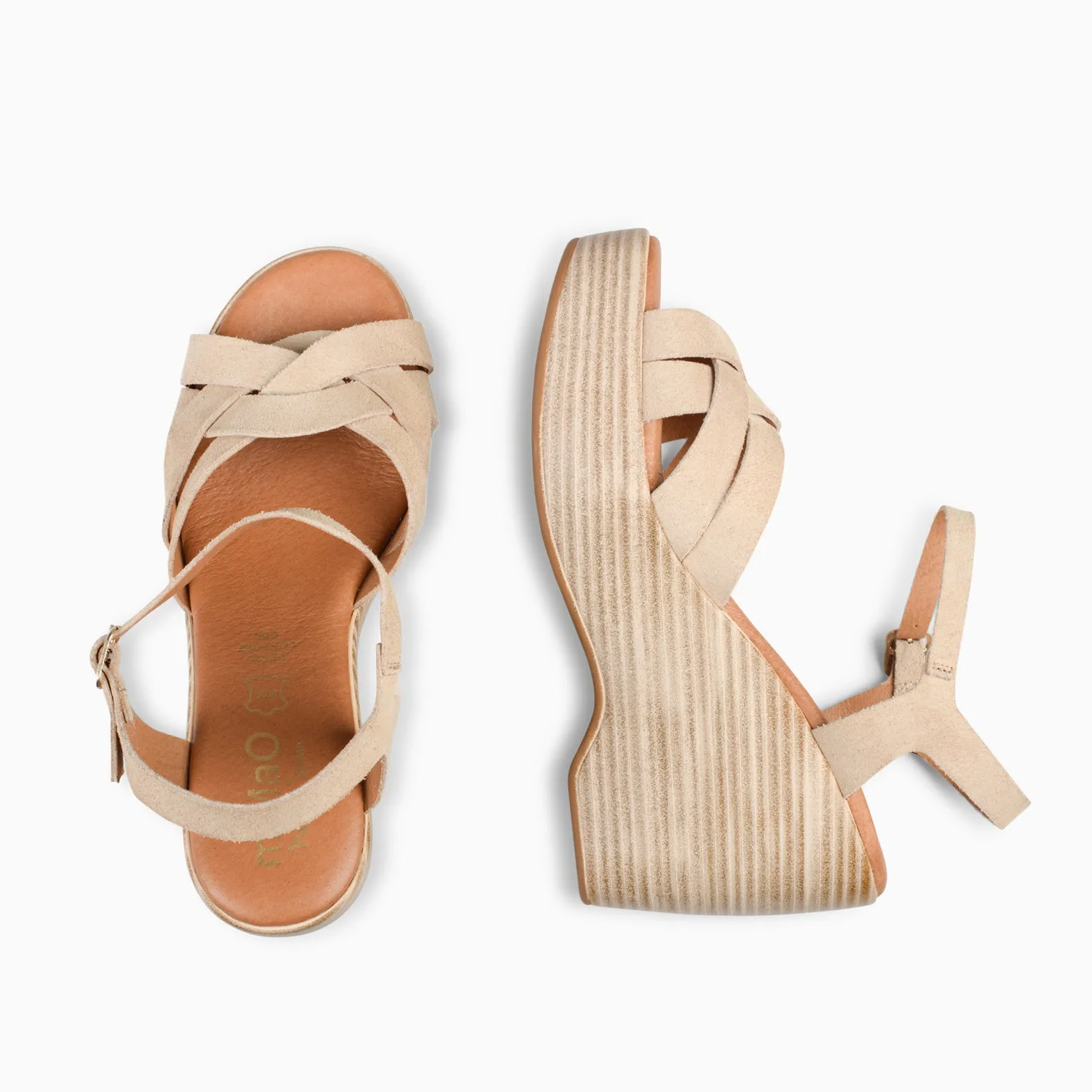 MALIBÚ – Sandalia cangrejera con cuña CAMEL