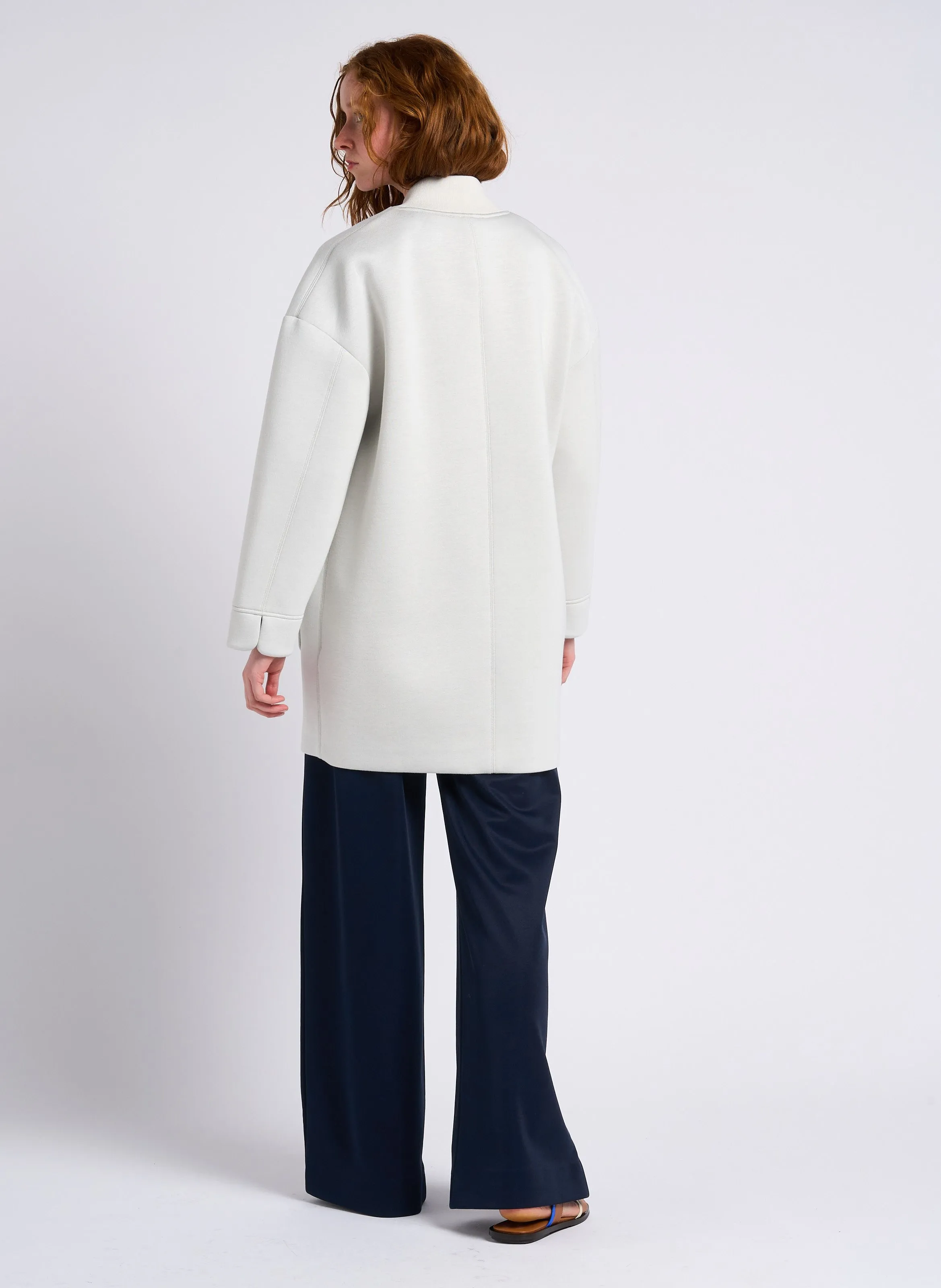 MAX&CO. PARAGGI  CHAQUETA RECTA CON CUELLO TEDDY EN BLANCO