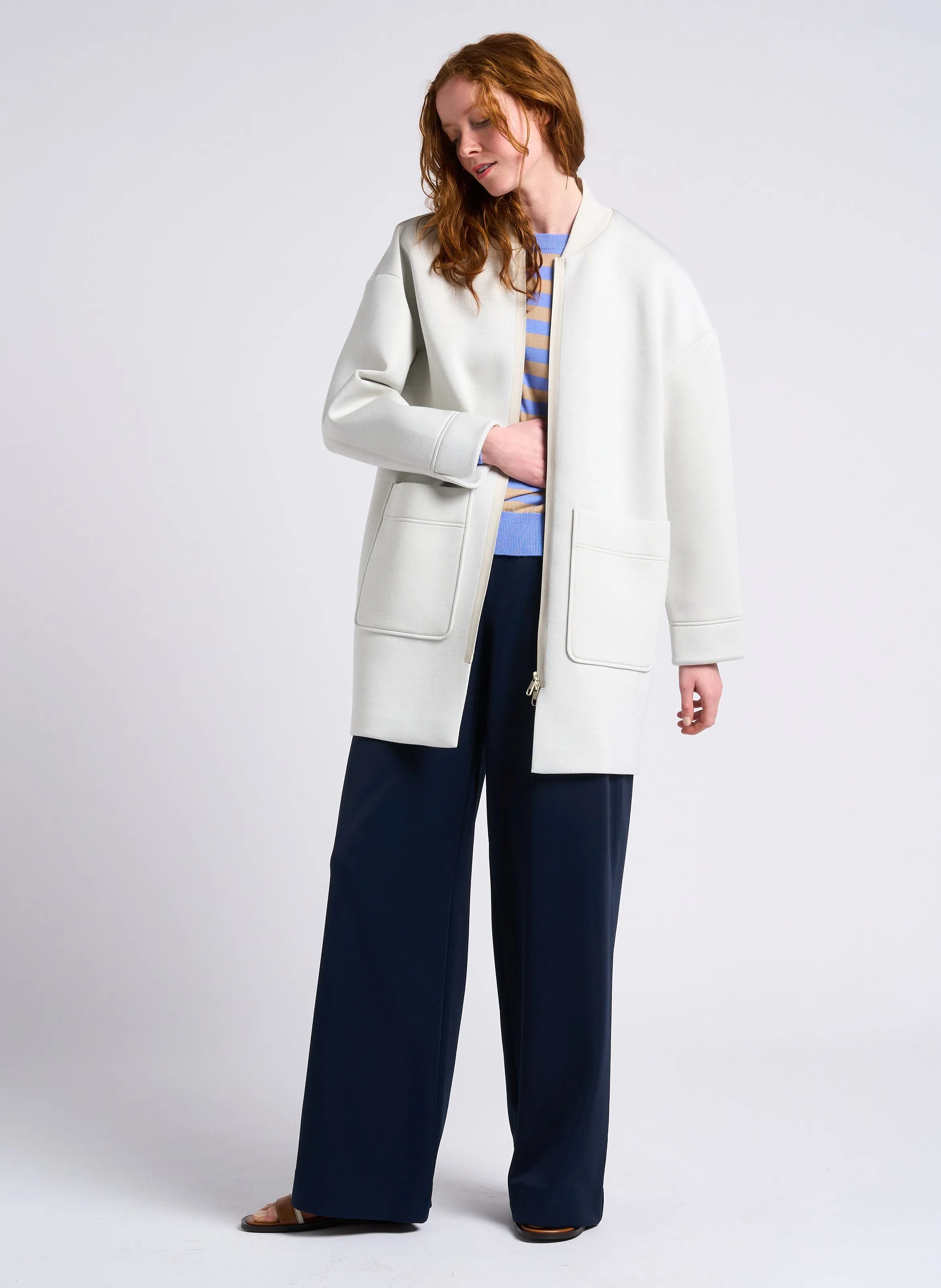 MAX&CO. PARAGGI  CHAQUETA RECTA CON CUELLO TEDDY EN BLANCO