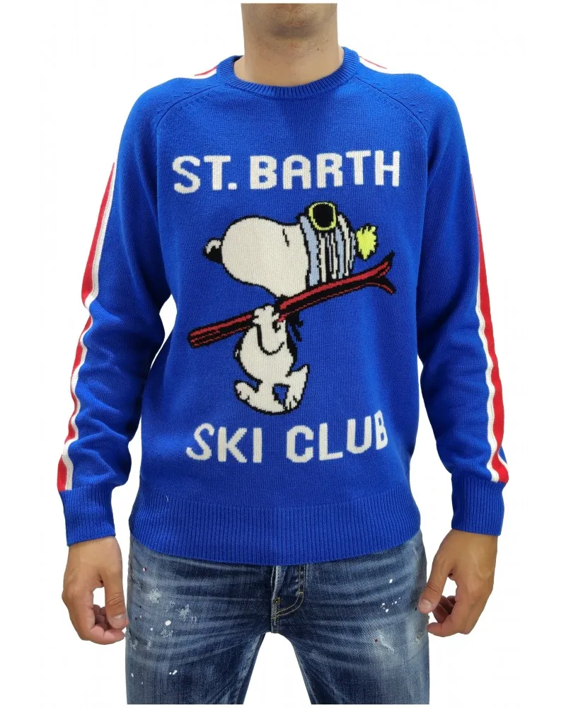 MC2 SAINT BARTH  JERSEY DE PUNTO SNOOPY SKI CLUB CON BANDAS EN LAS MANGAS COLOR AZUL