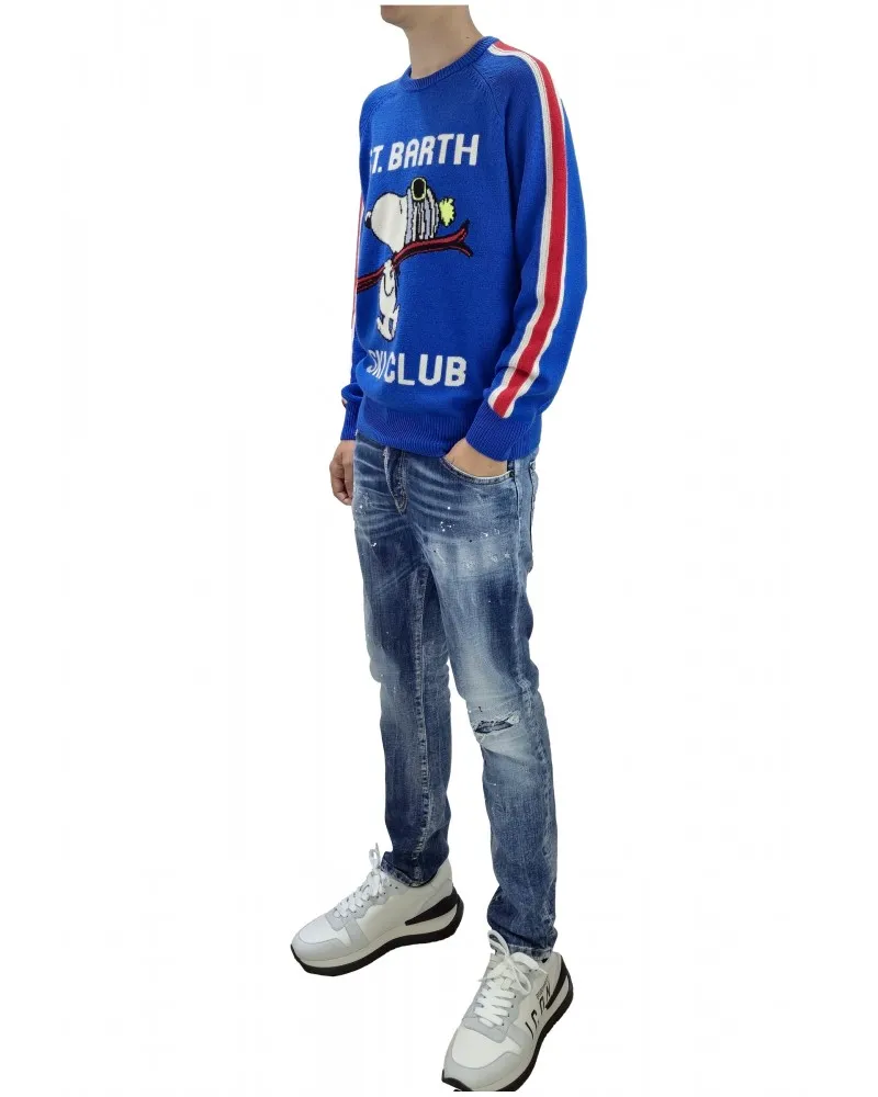 MC2 SAINT BARTH  JERSEY DE PUNTO SNOOPY SKI CLUB CON BANDAS EN LAS MANGAS COLOR AZUL