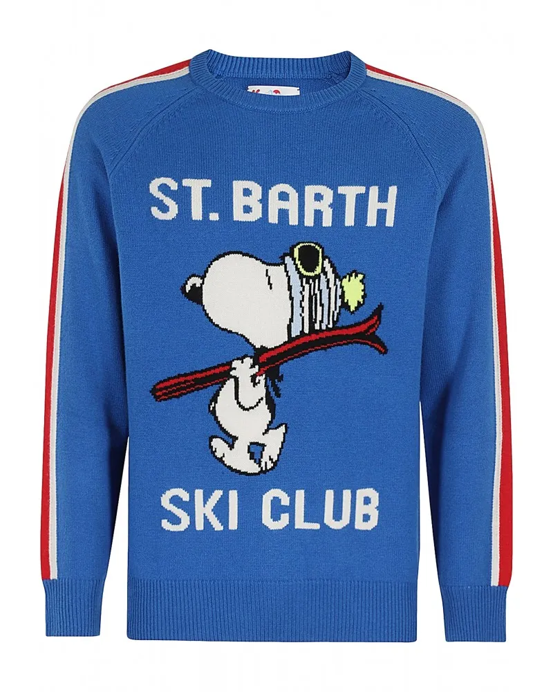 MC2 SAINT BARTH  JERSEY DE PUNTO SNOOPY SKI CLUB CON BANDAS EN LAS MANGAS COLOR AZUL