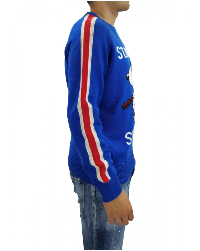 MC2 SAINT BARTH  JERSEY DE PUNTO SNOOPY SKI CLUB CON BANDAS EN LAS MANGAS COLOR AZUL
