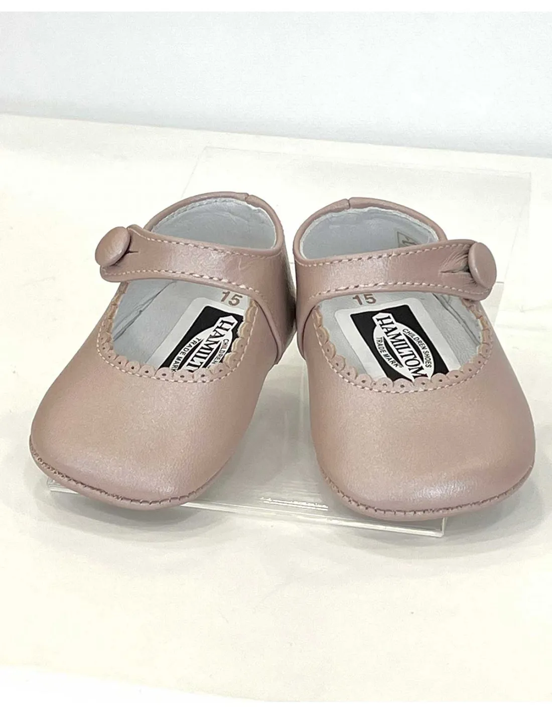 Merceditas Bebé Ceremonia Piel Rosa Nude Perlado Hamiltoms Gux´s