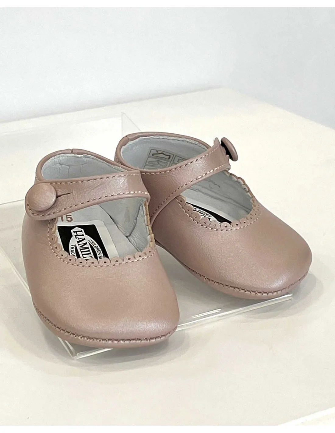 Merceditas Bebé Ceremonia Piel Rosa Nude Perlado Hamiltoms Gux´s