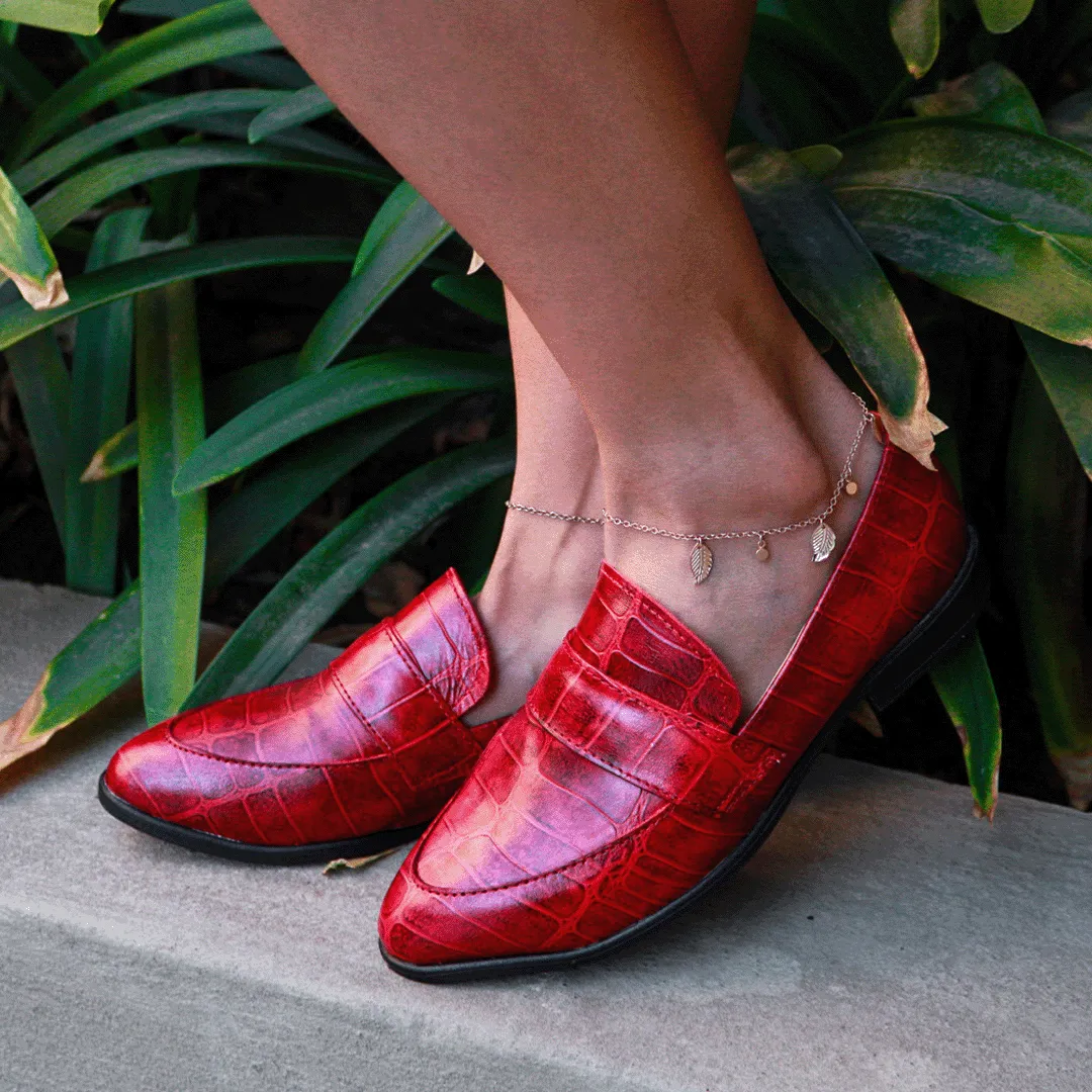 Mocasin Versalles rojo textura