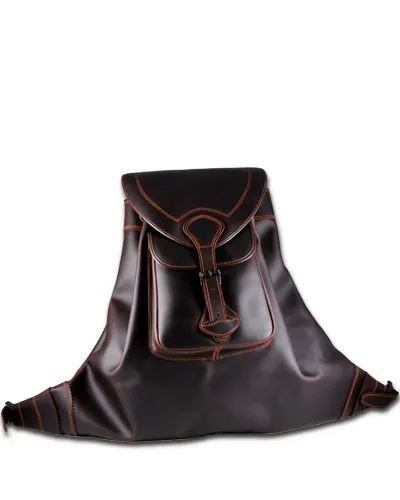 Mochila campera piel marron
